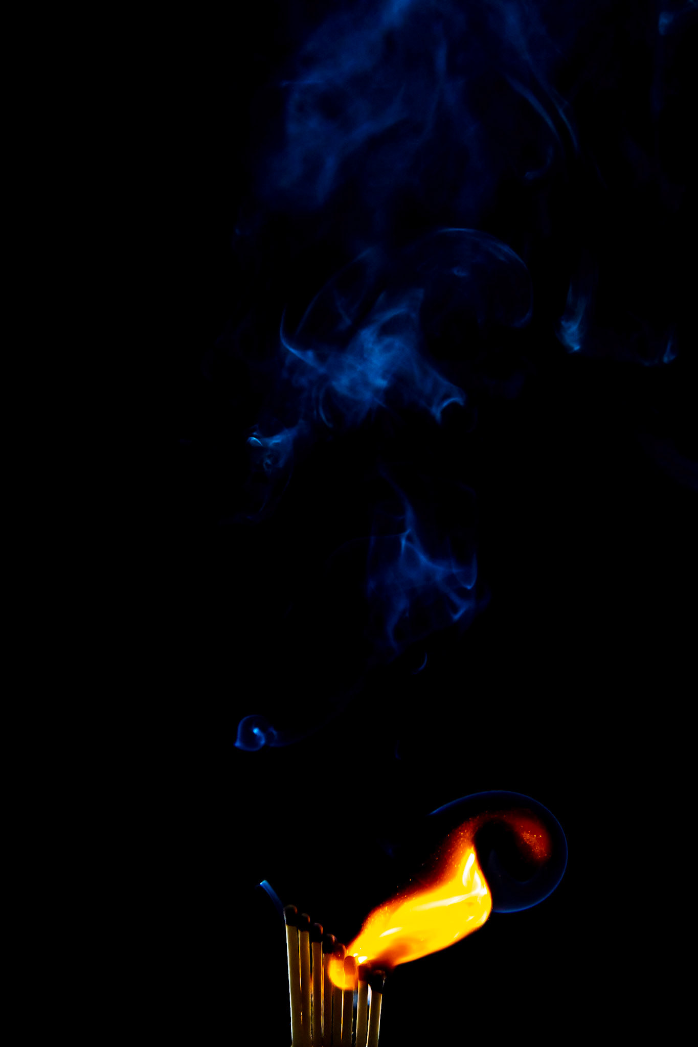 match, matches, smoke, black background and flame