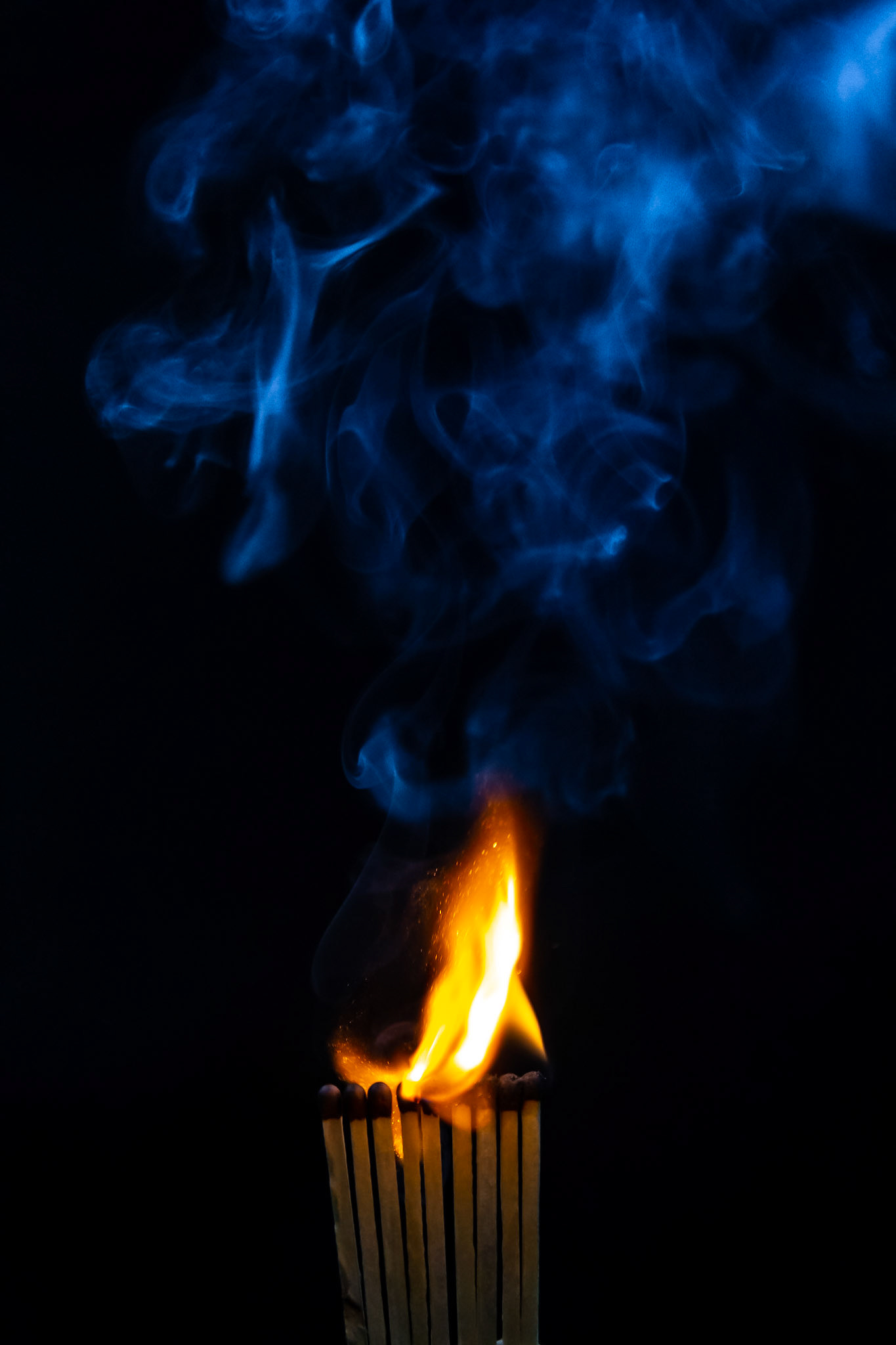 match, matches, smoke, black background and flame