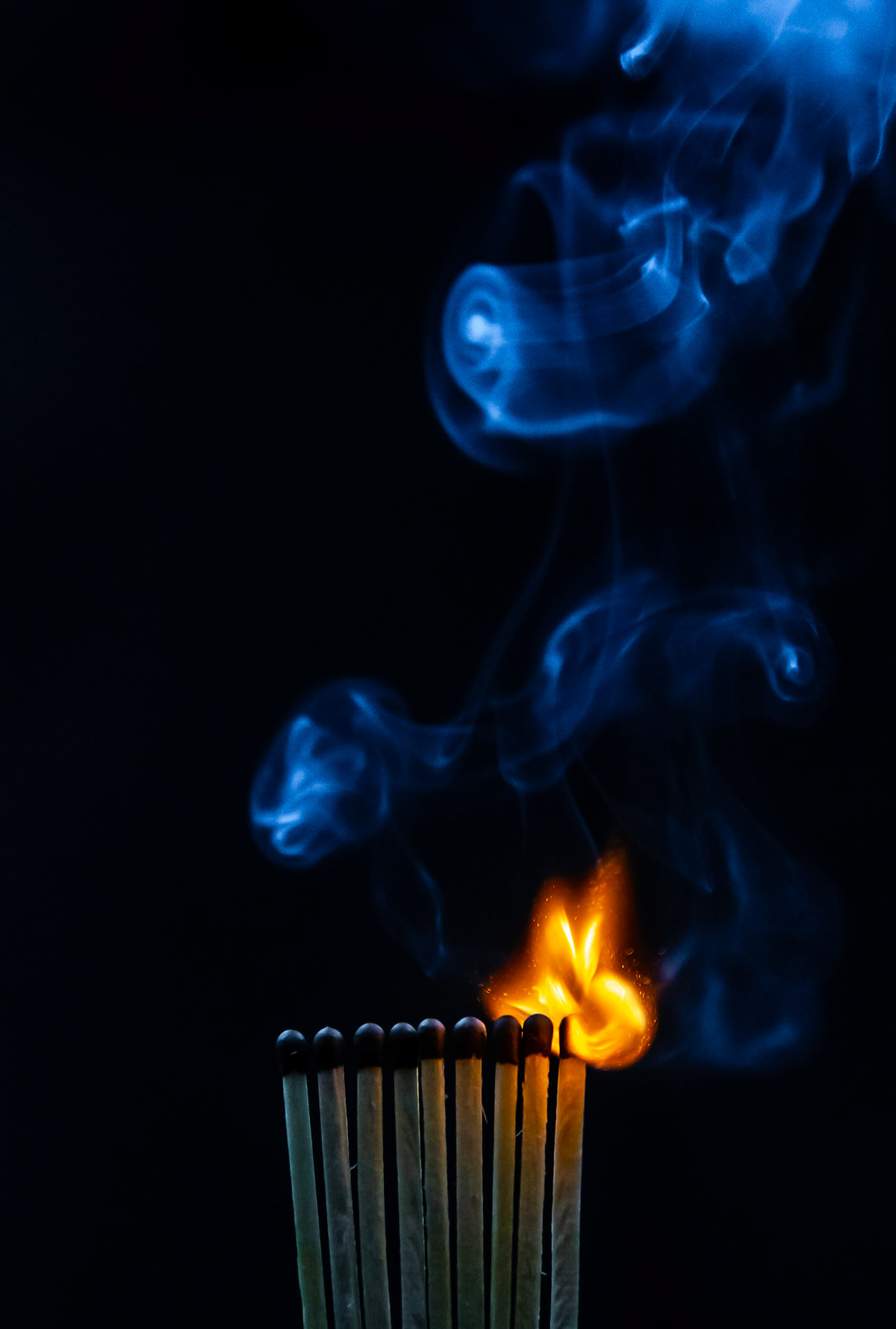 match, matches, smoke, black background and flame