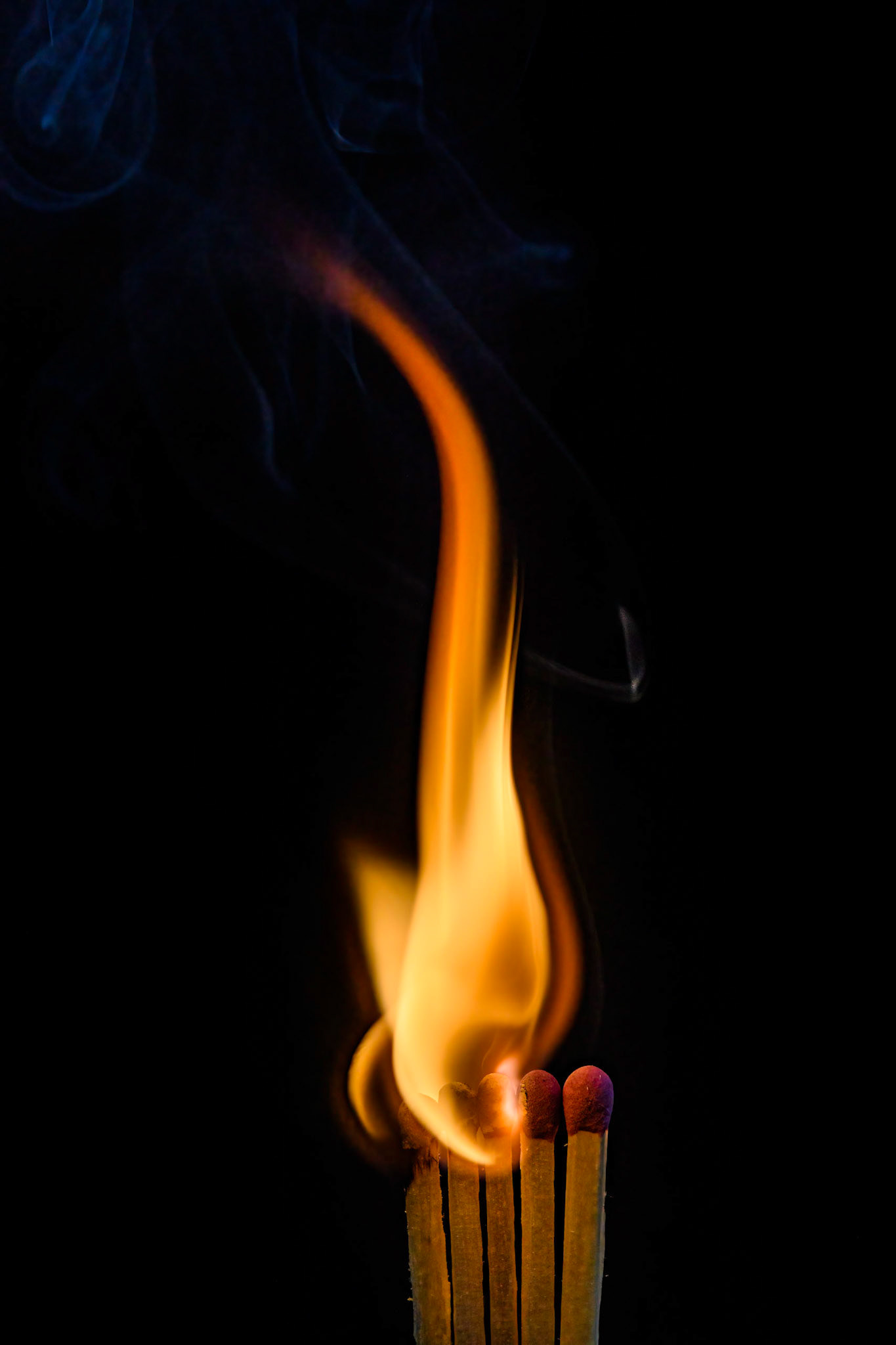 Matches, fire, smoke