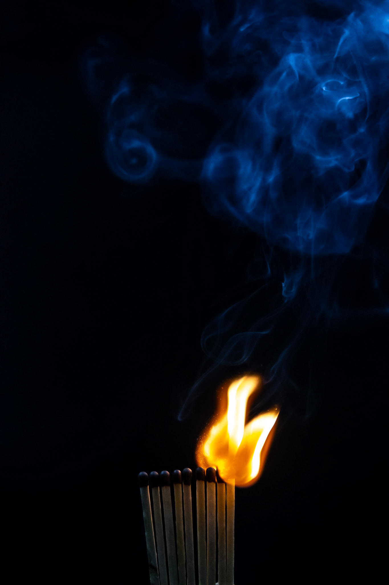 match, matches, smoke, black background and flame