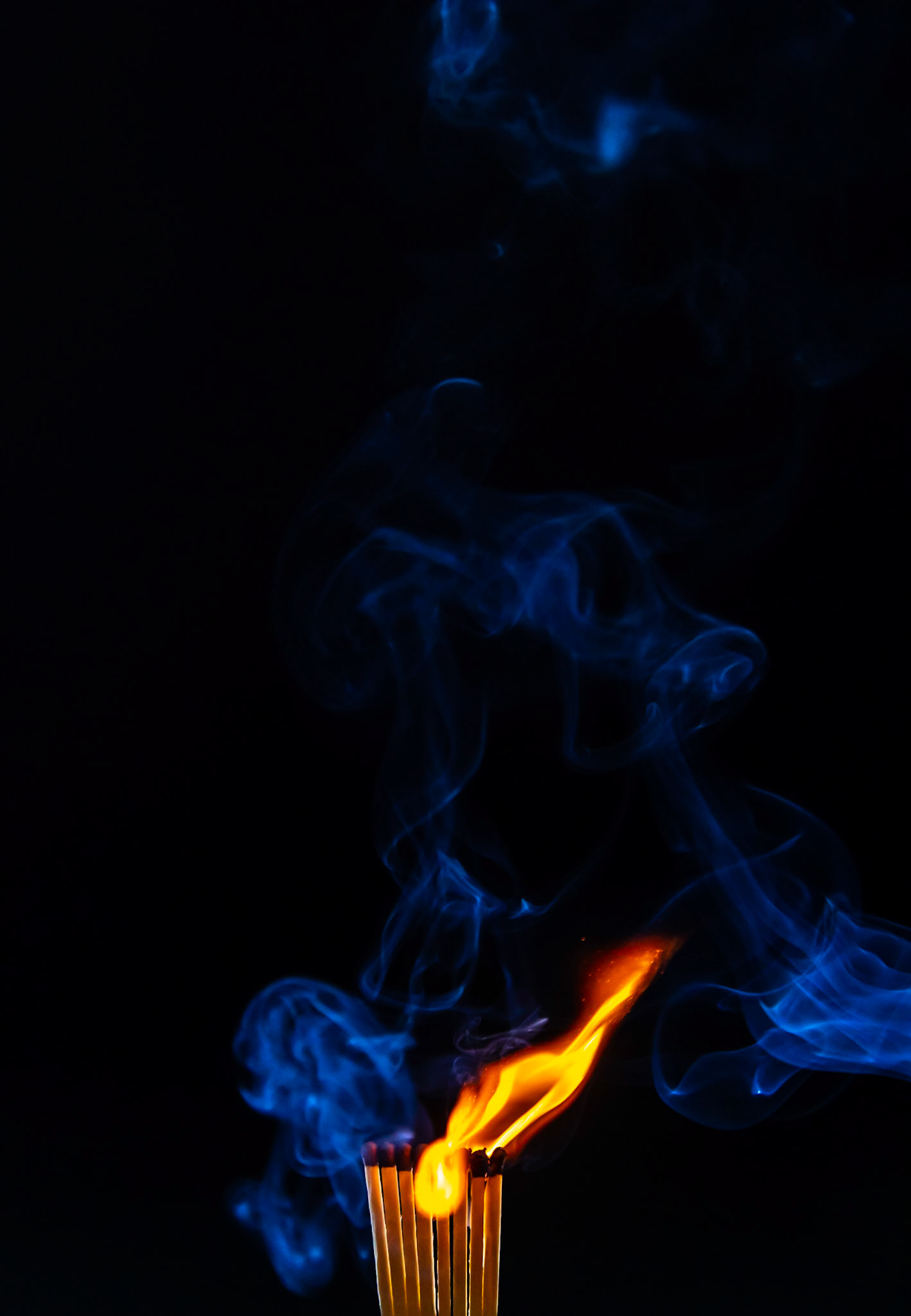 match, matches, smoke, black background and flame