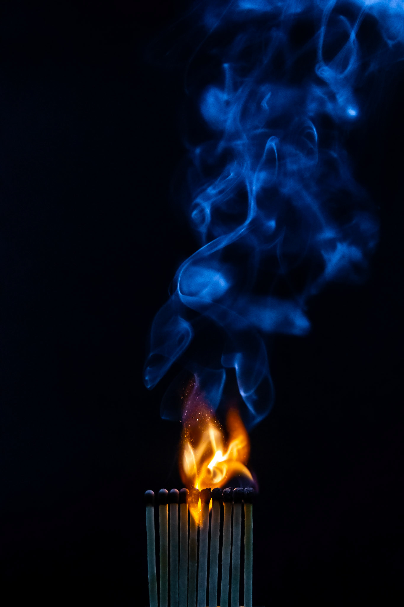 match, matches, smoke, black background and flame
