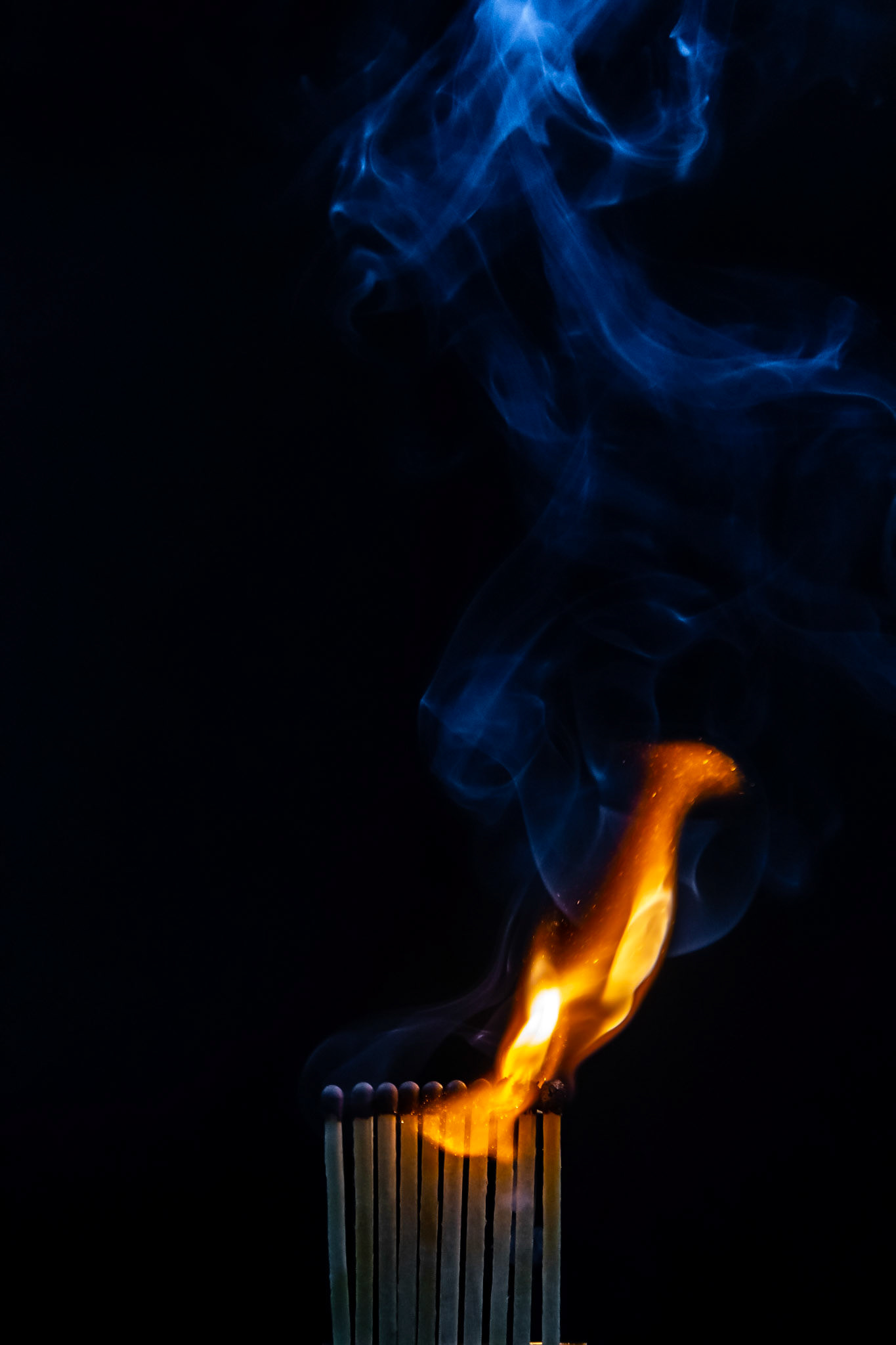 match, matches, smoke, black background and flame