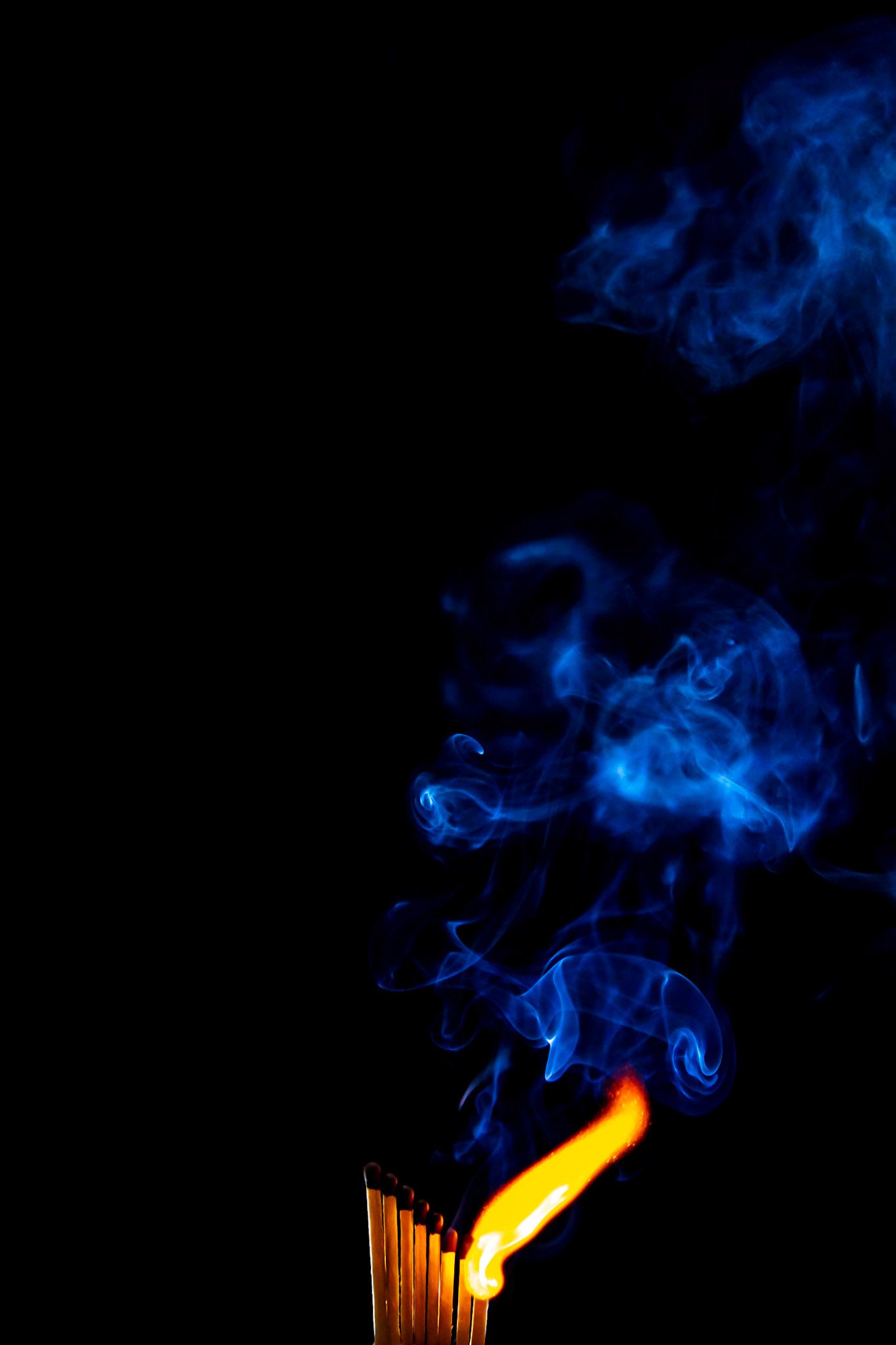 match, matches, smoke, black background and flame