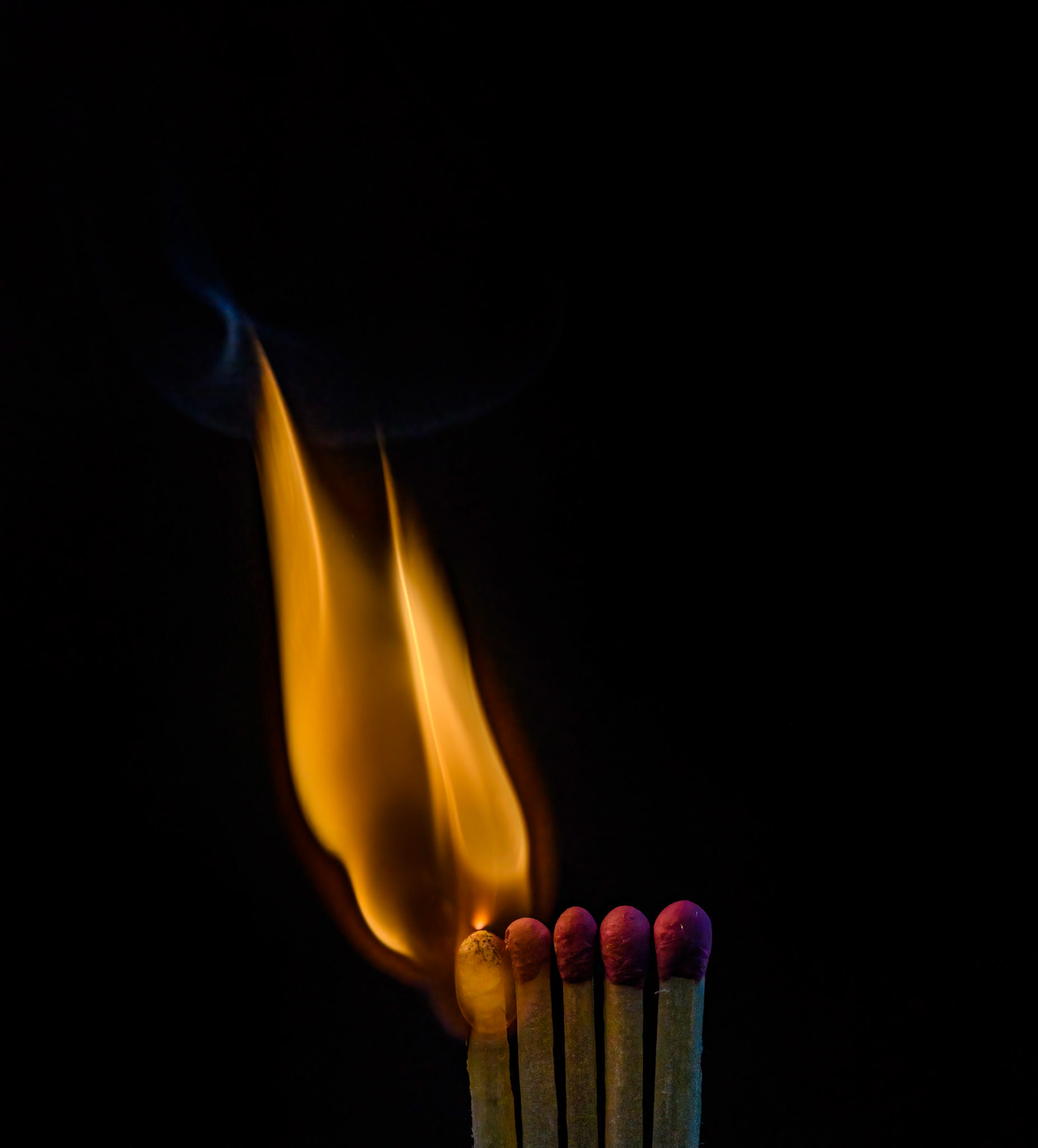Matches, fire, smoke