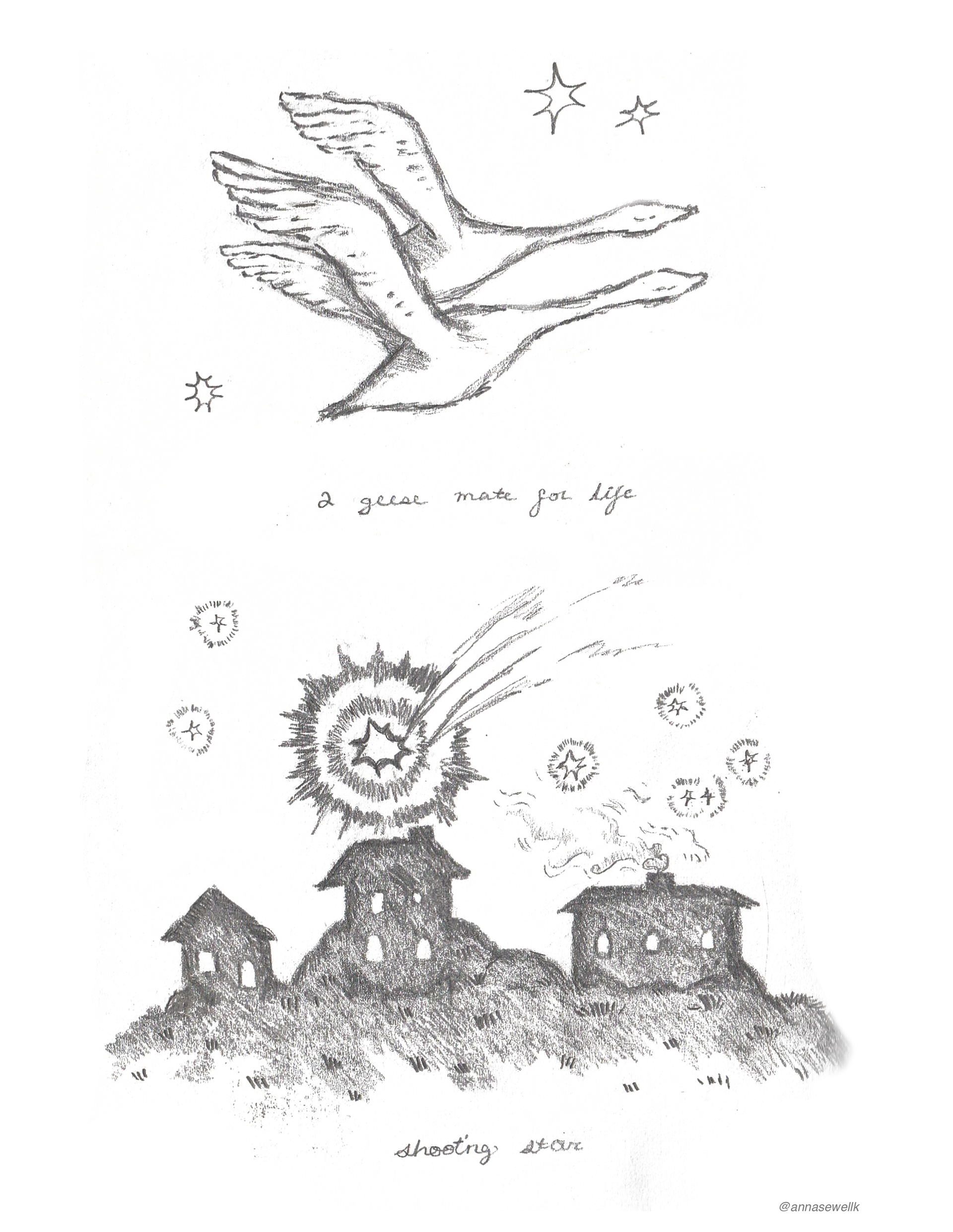 2 Geese, Unframed, 8.5x11