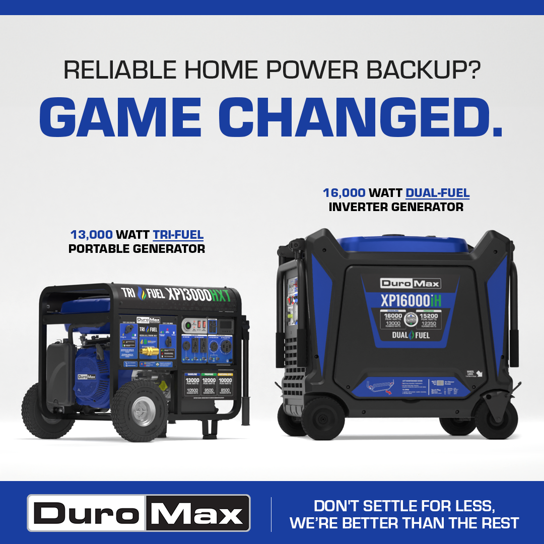 3D rendered advertisement for DuroMax generators