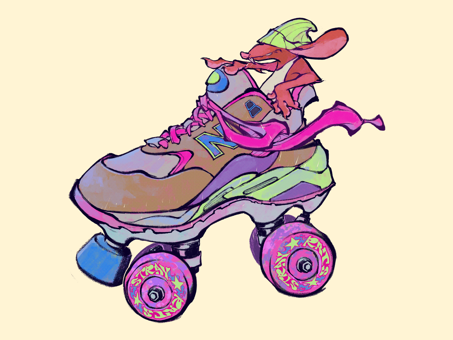 (*concept) Stray Rats × New Balance MT580 Pink Khaki Spot Illustration