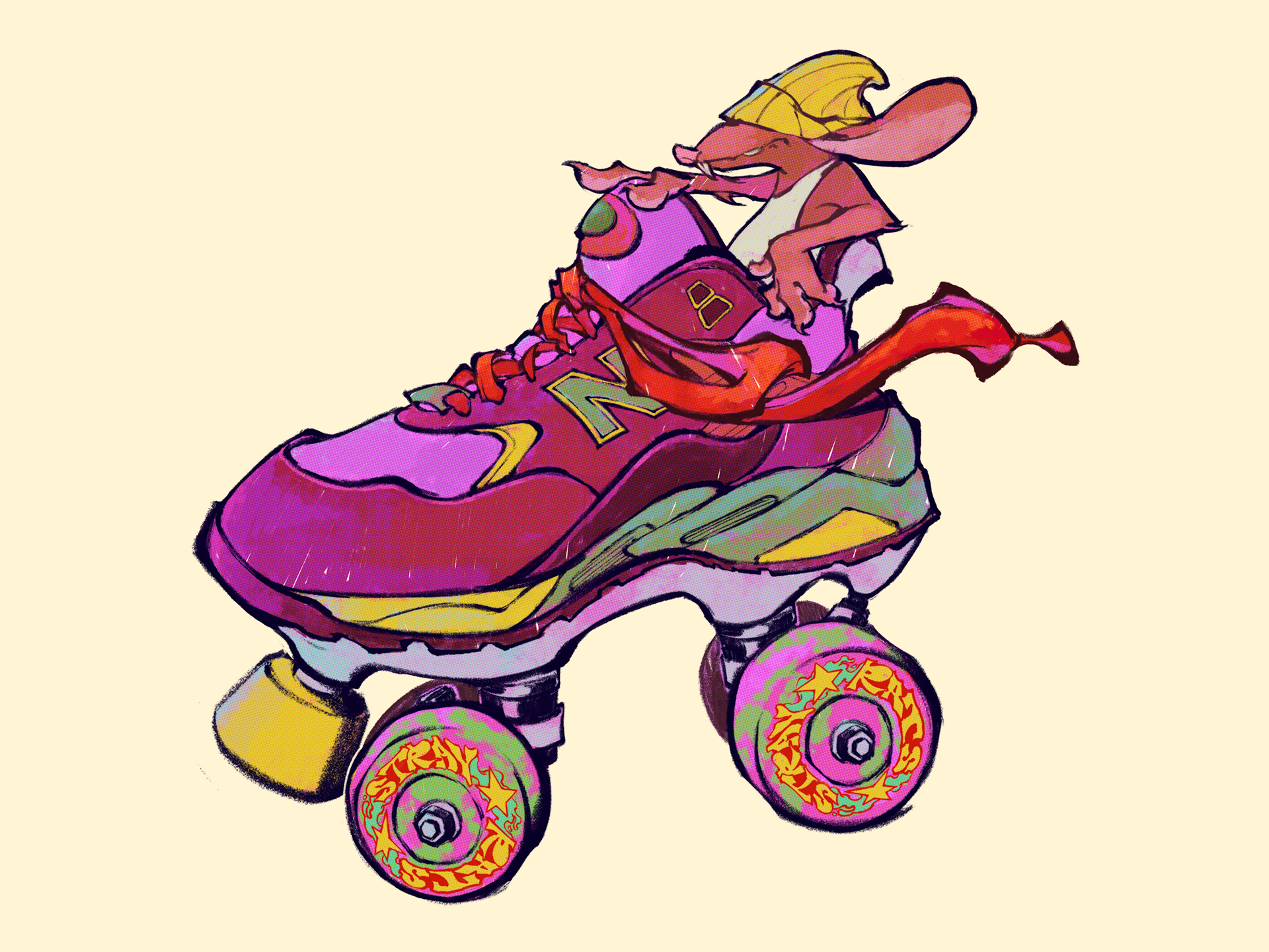 (*concept) Stray Rats × New Balance MT580 Burgundy Spot Illustration