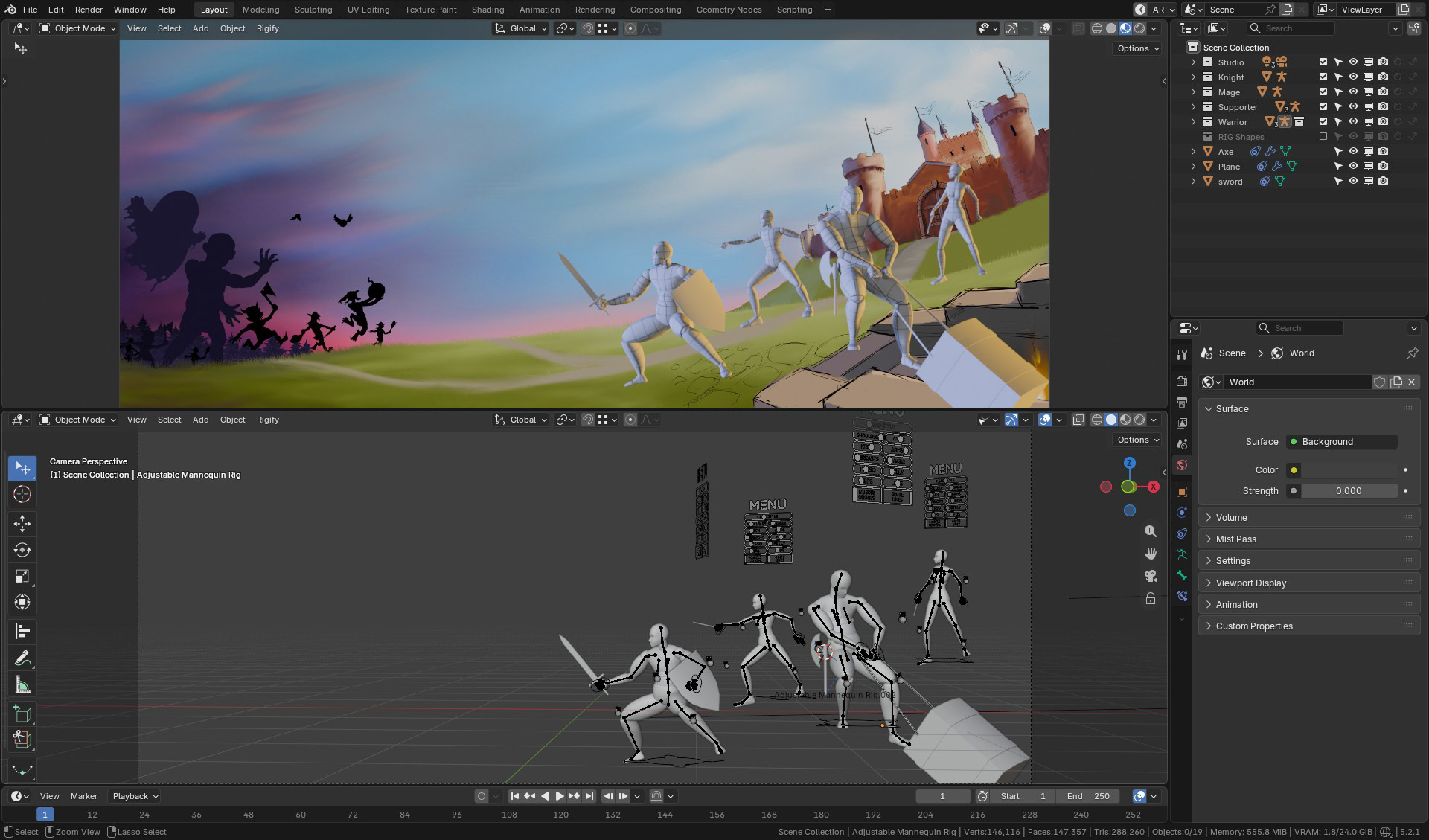 Posing process in Blender