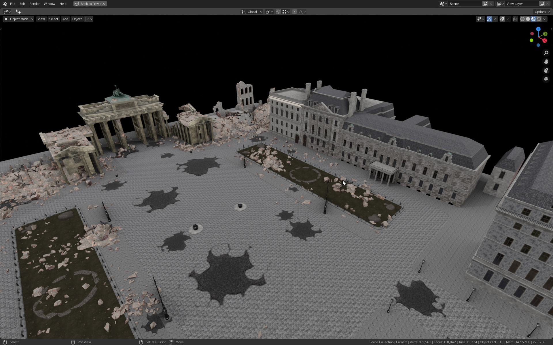 Blender Texturansicht - Bau der ersten zerstörten Bereiche