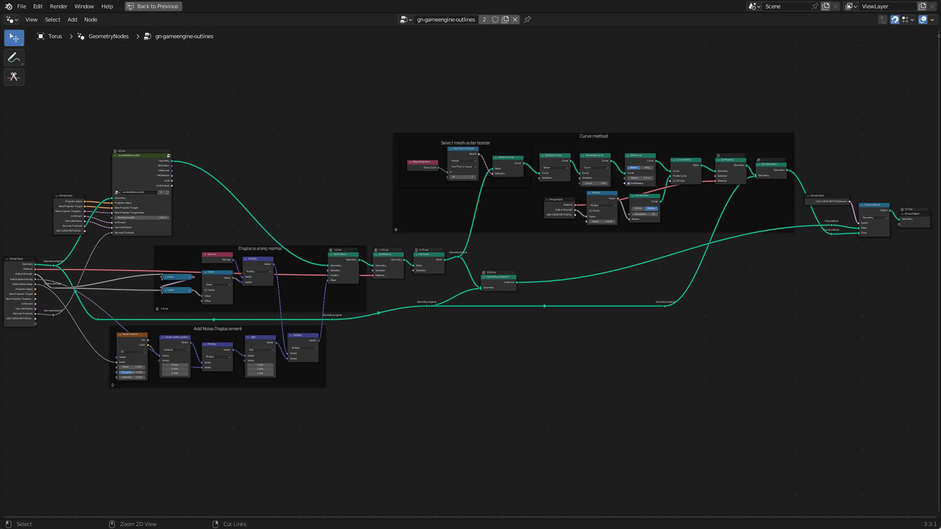 Die erste Version in Geometry Nodes