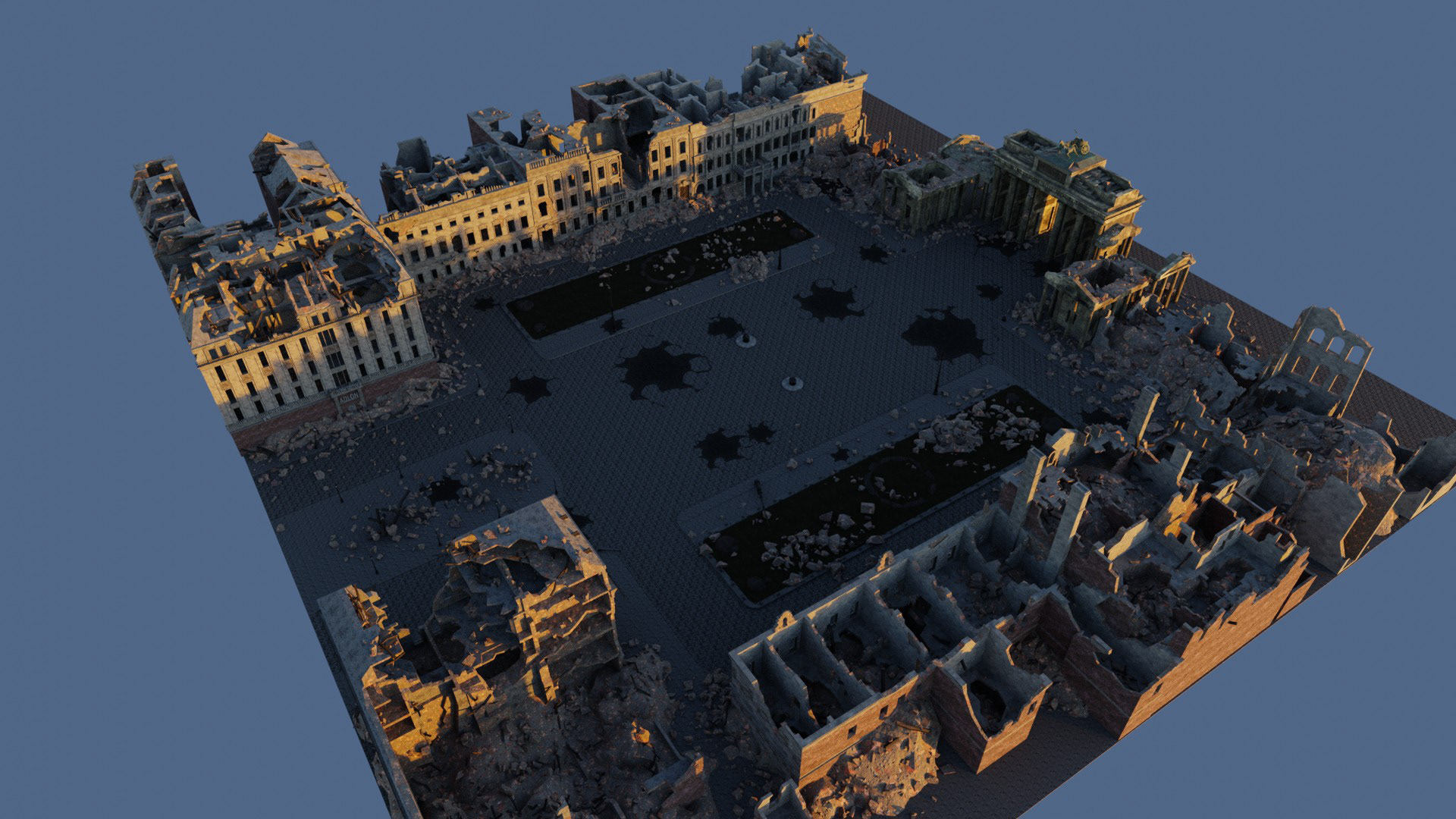 AR Version des Pariser Platz nach der Zerstörung im 2. WK - Gesamtübersicht
