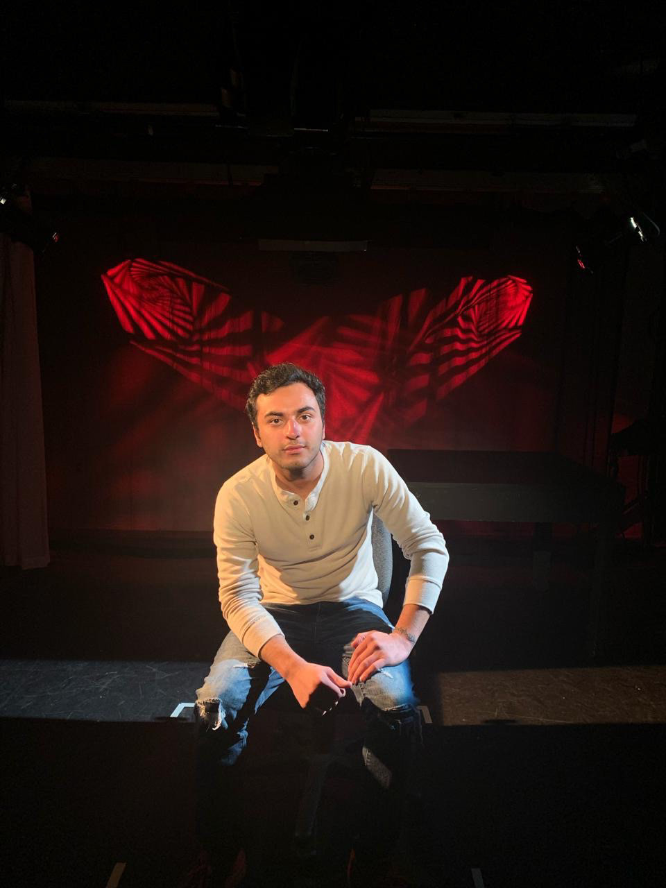 Testing color and texture in the light lab with talent.