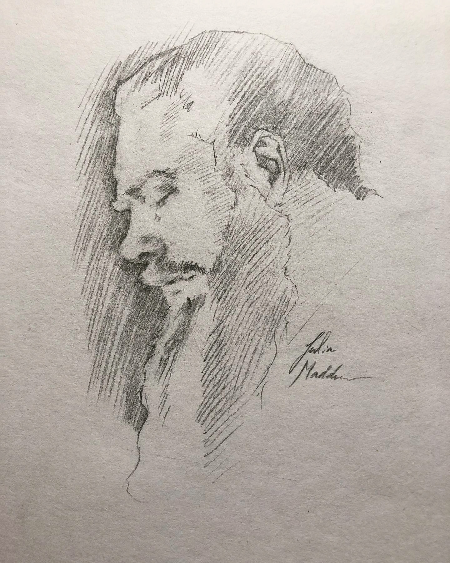 Pencil sketch of Patrick Rothfuss