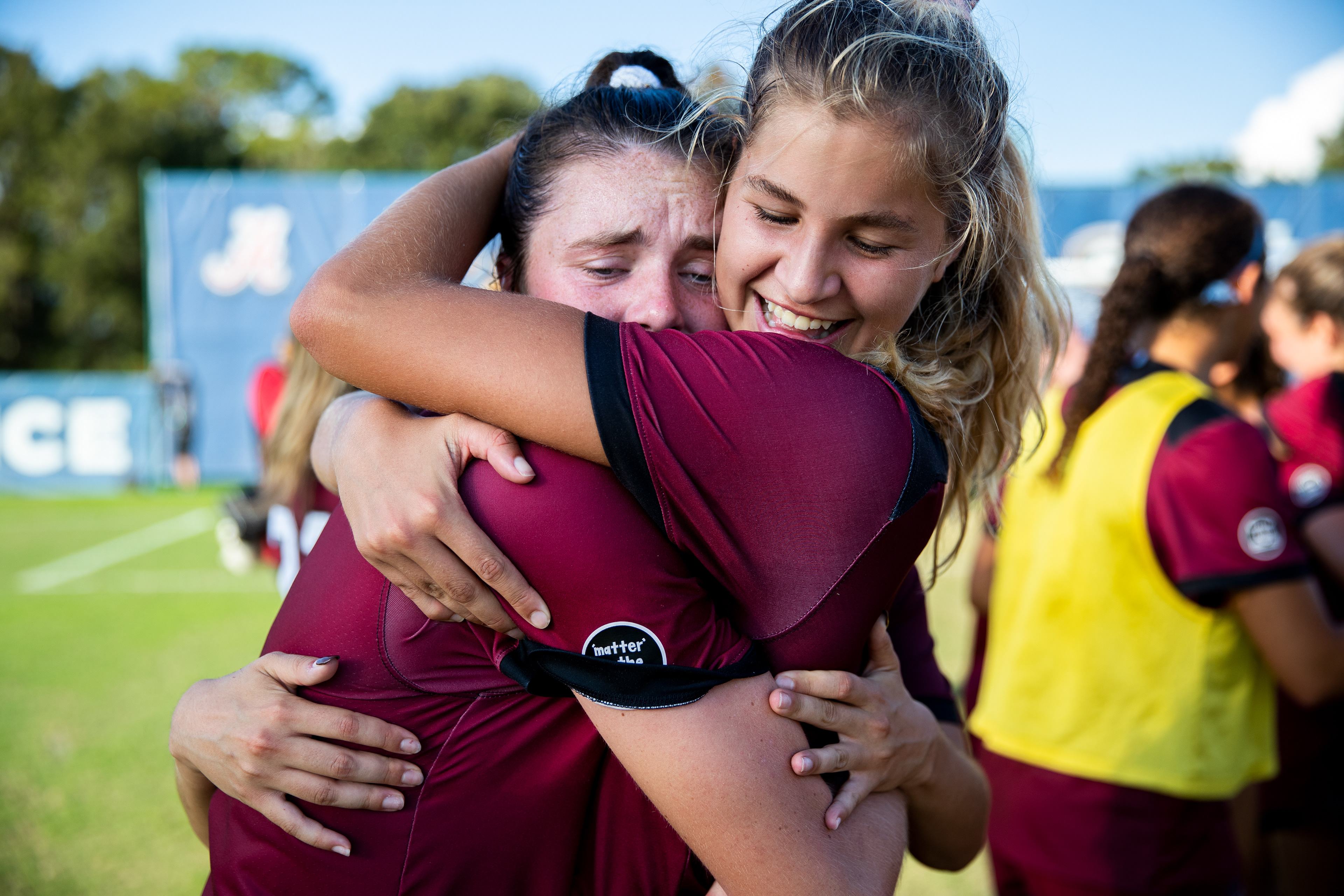 Shay Montgomery hugs Payton Patrick after the Gamecocks win the SEC Women’s Soccer Championship.