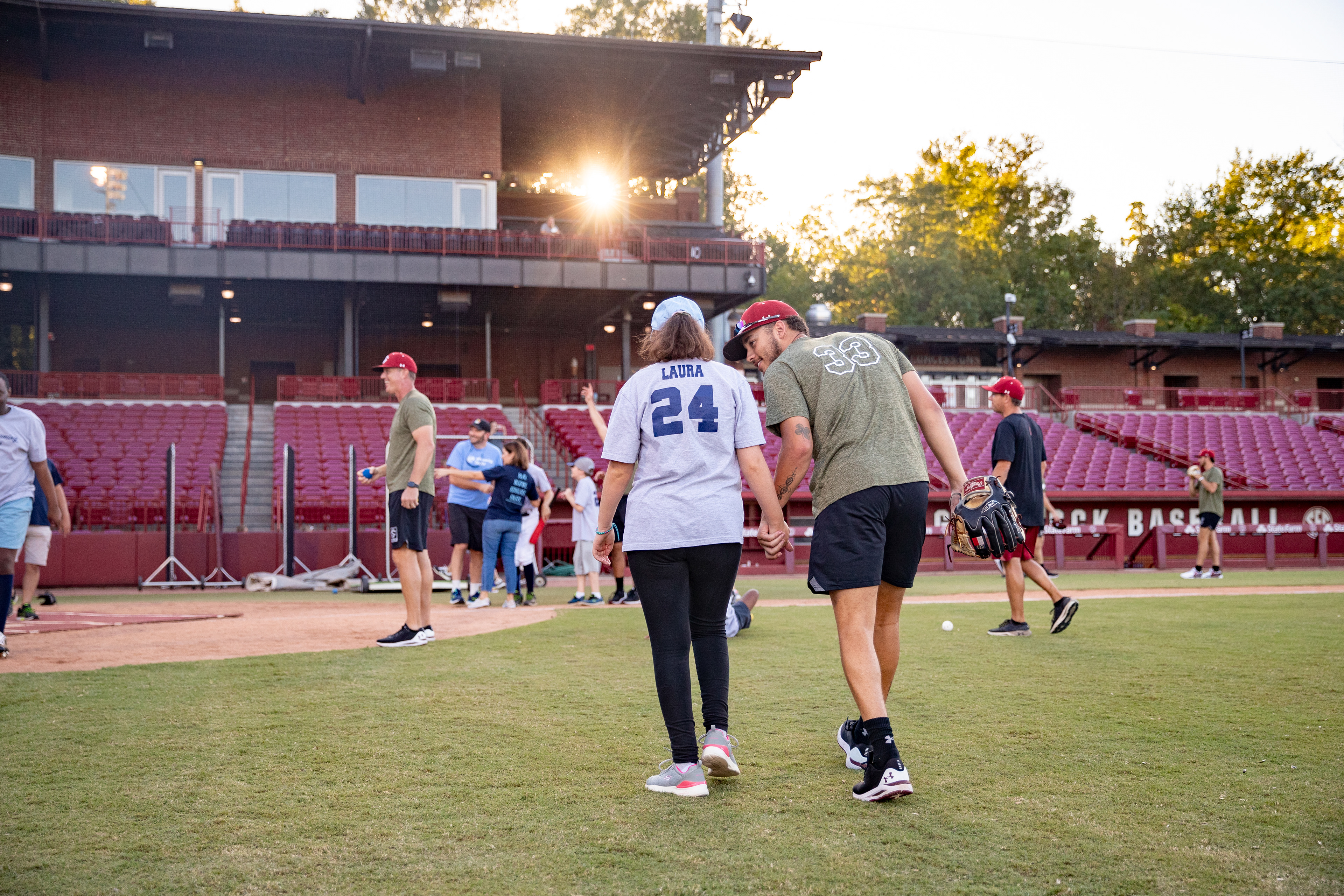 Senior Noah Hall interacts with an athlete of the Screaming Eagles.