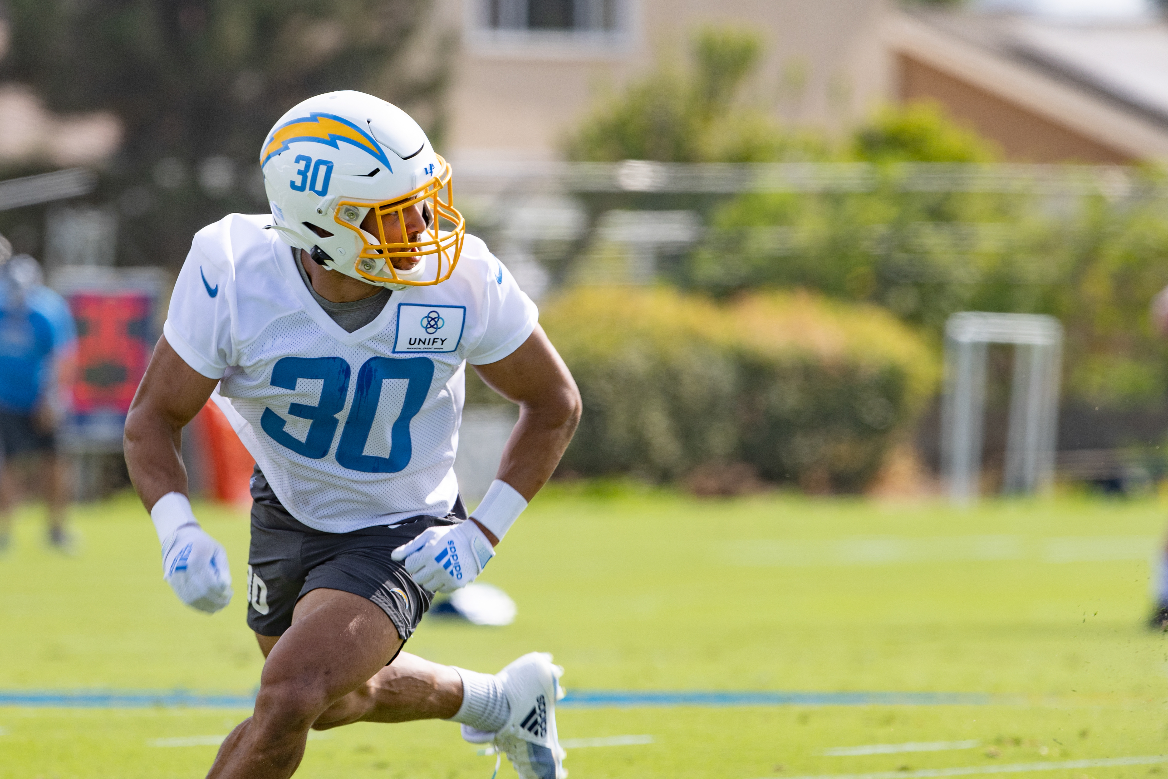 Los Angeles Chargers running back Austin Ekeler runs a route during training camp.