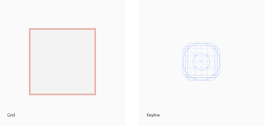 Two-columns demonstrating icon baseline grid and keyline