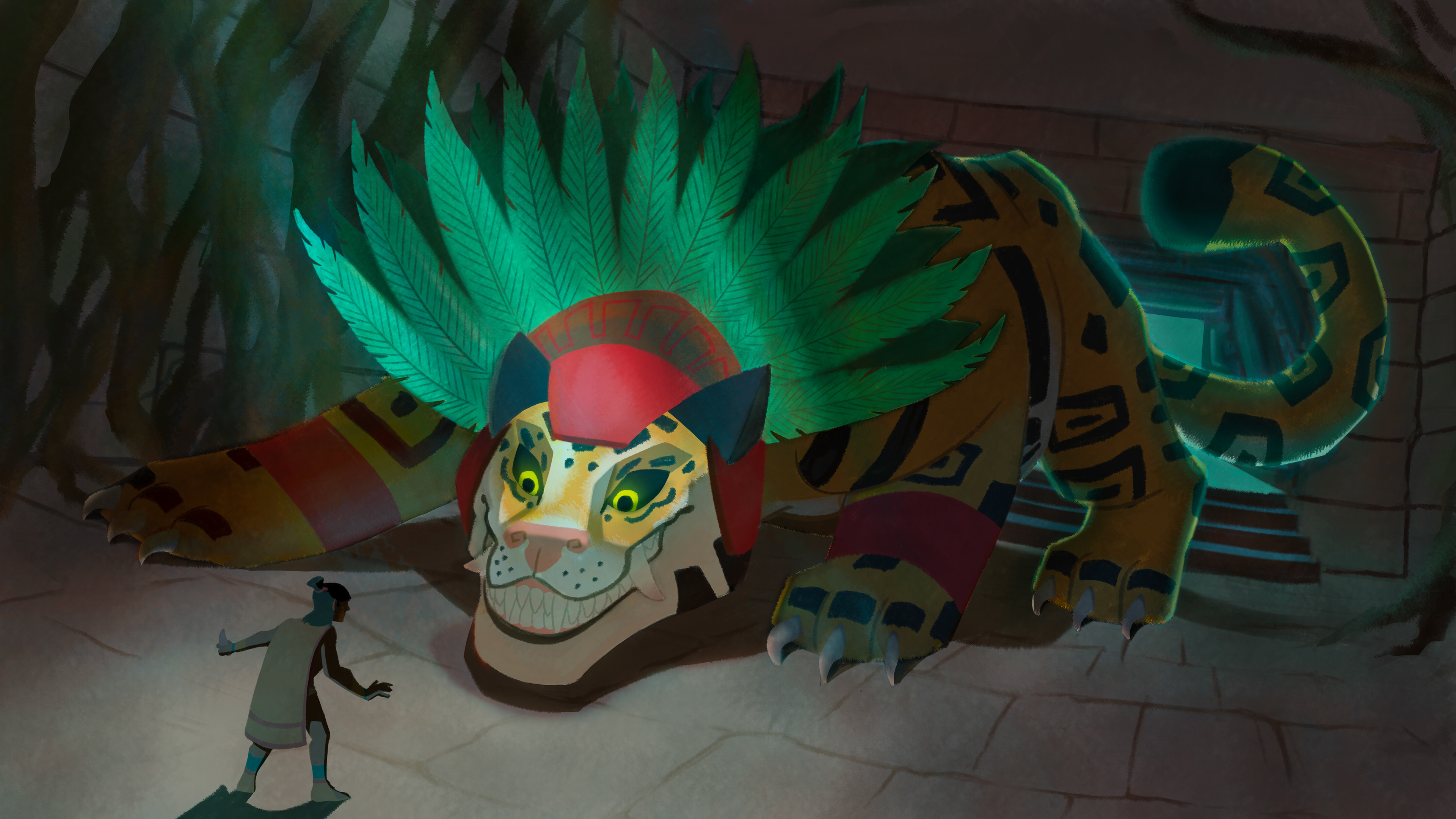 The prince faces the guardian of the temple
