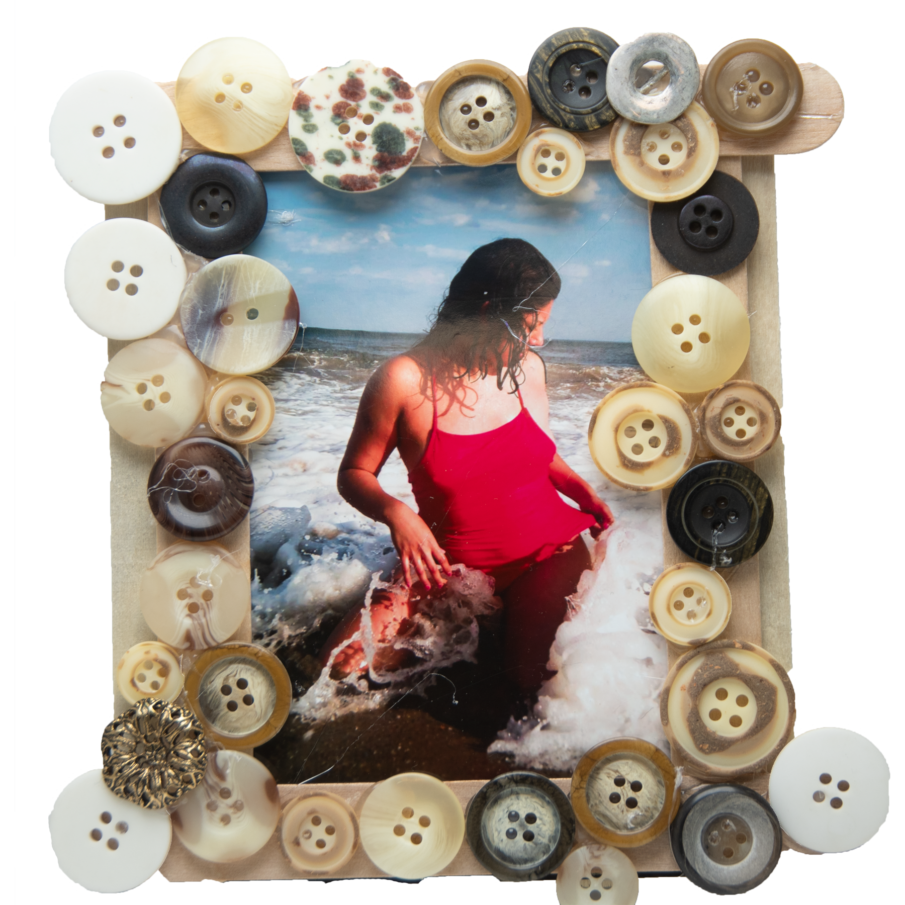 heather splashing around at the beach