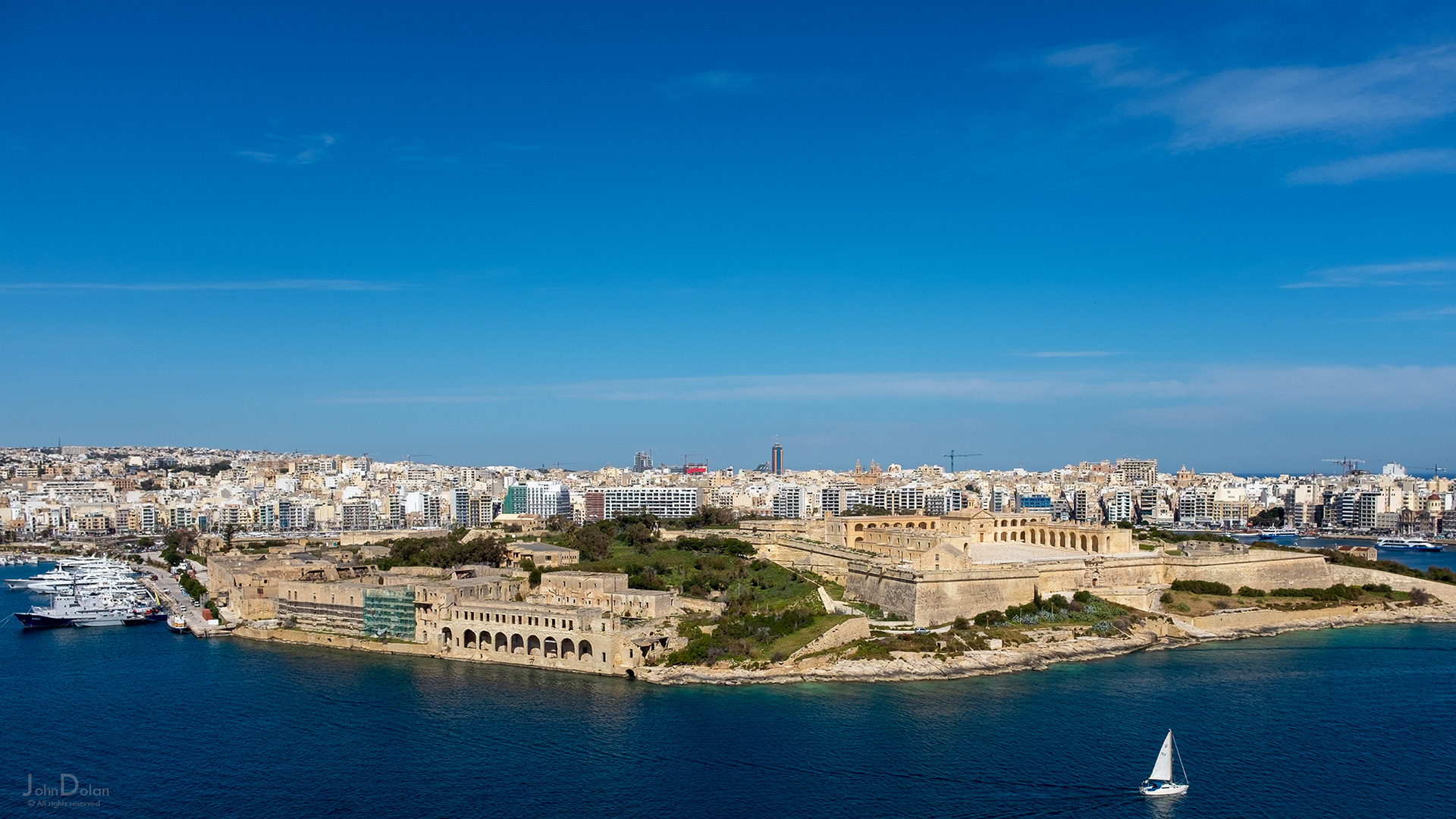 View of Manoel Island from Valletta