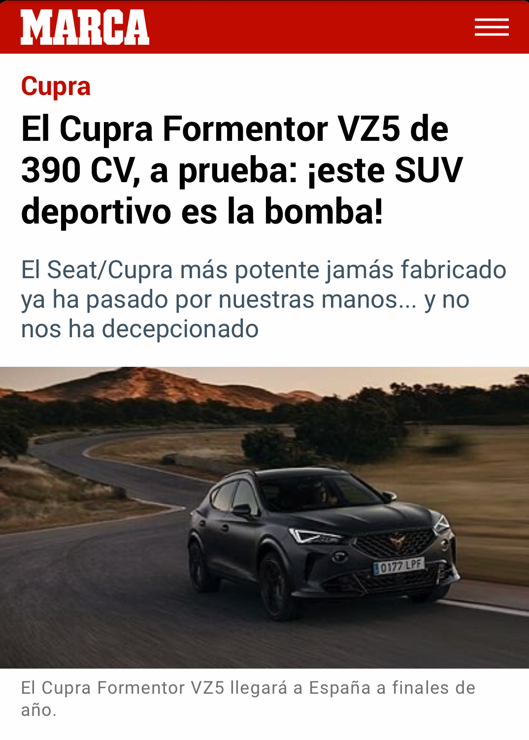 Cupra Formentor VZ5: El SUV deportivo