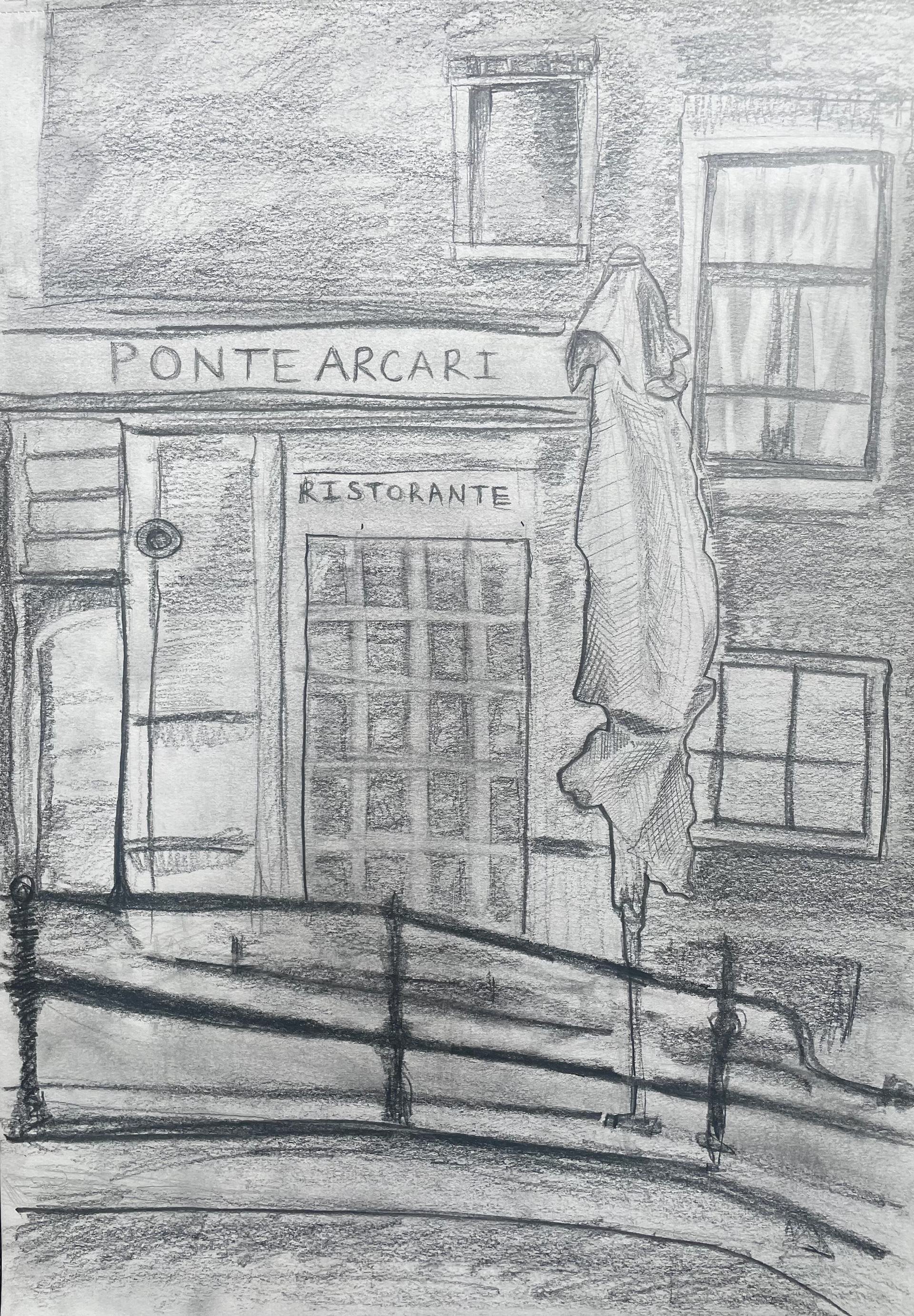 PONTE ARCARI, Graphite on Paper, 29.7 x 42 cm, Summer 2024, Independent, Drawn from observation