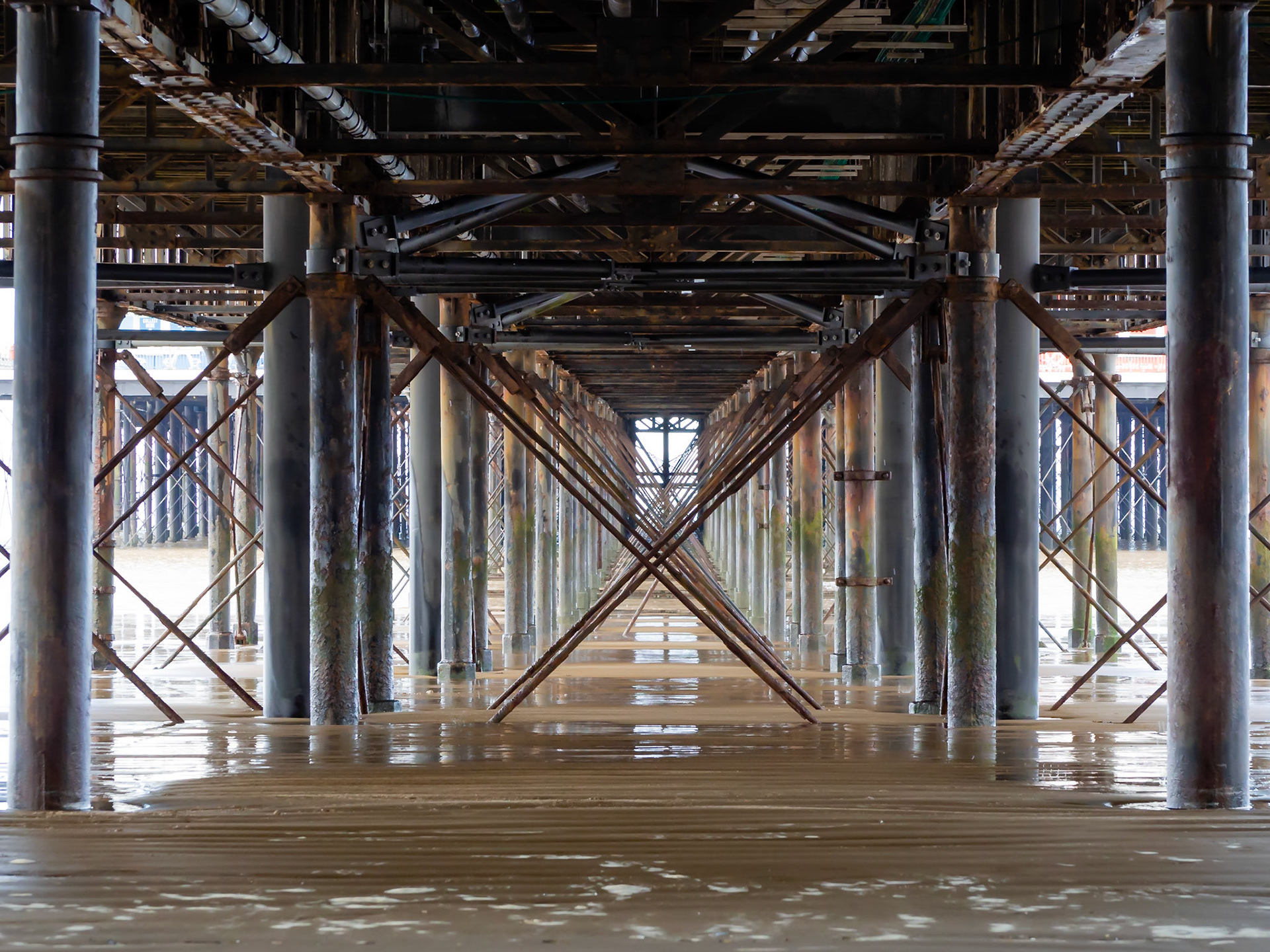 The grand pier structure from below Weston-super-Mare Somerset