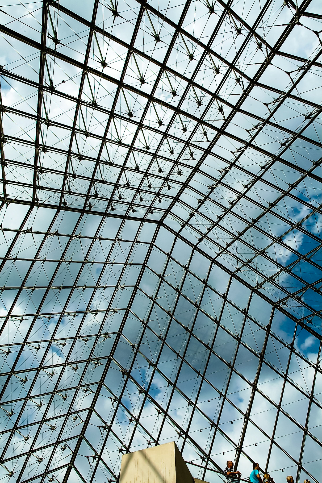 View of Louvre glass roof panels Paris