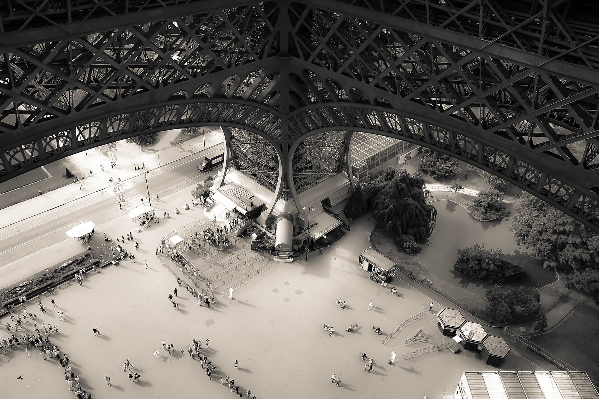 View down from eiffel tower Paris