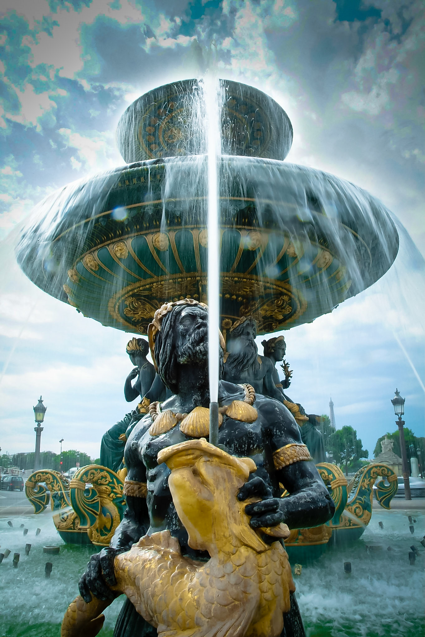 Ornate water fountain in Paris