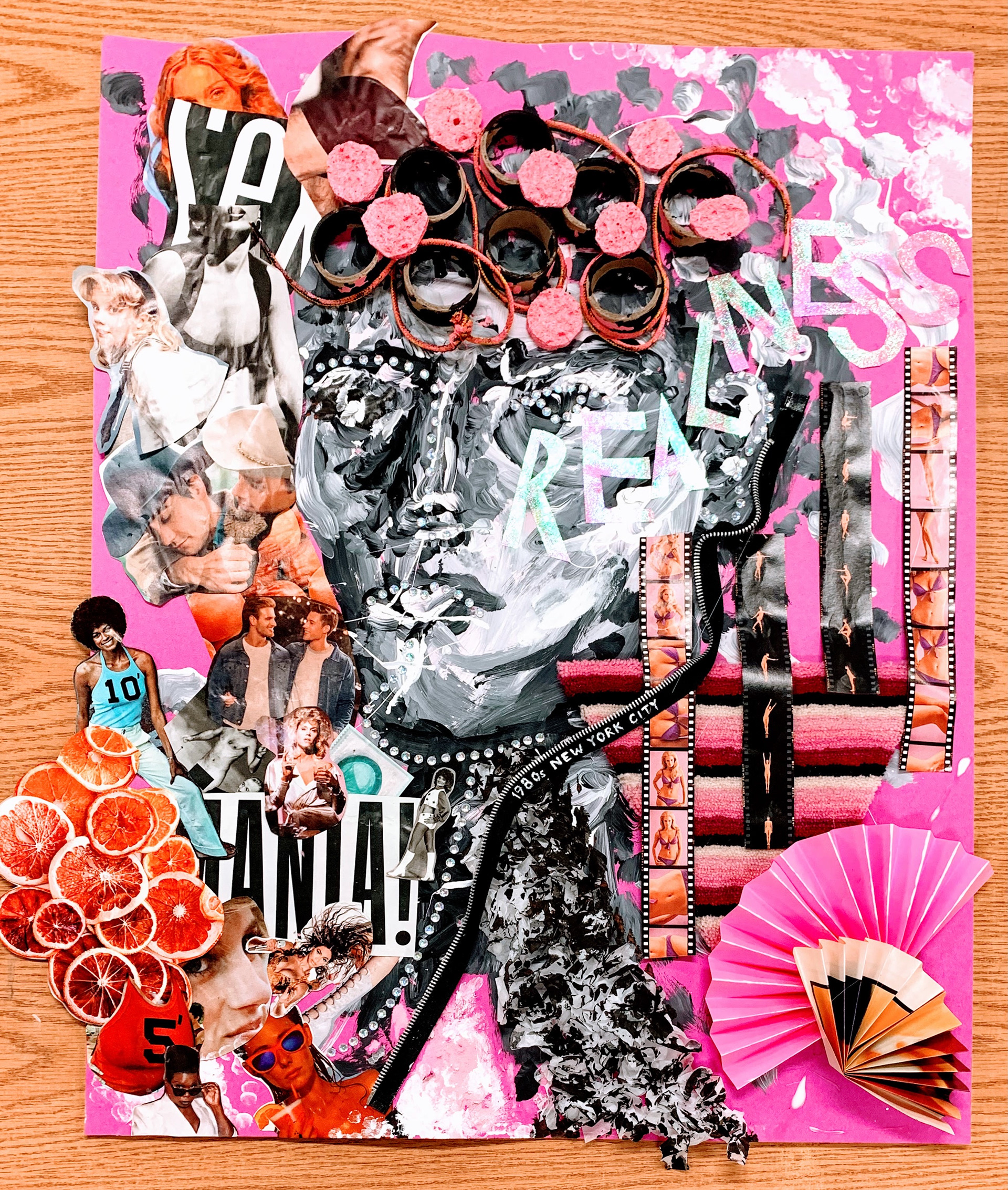 This self portrait explored identity and communities I belong to. This portrait was created