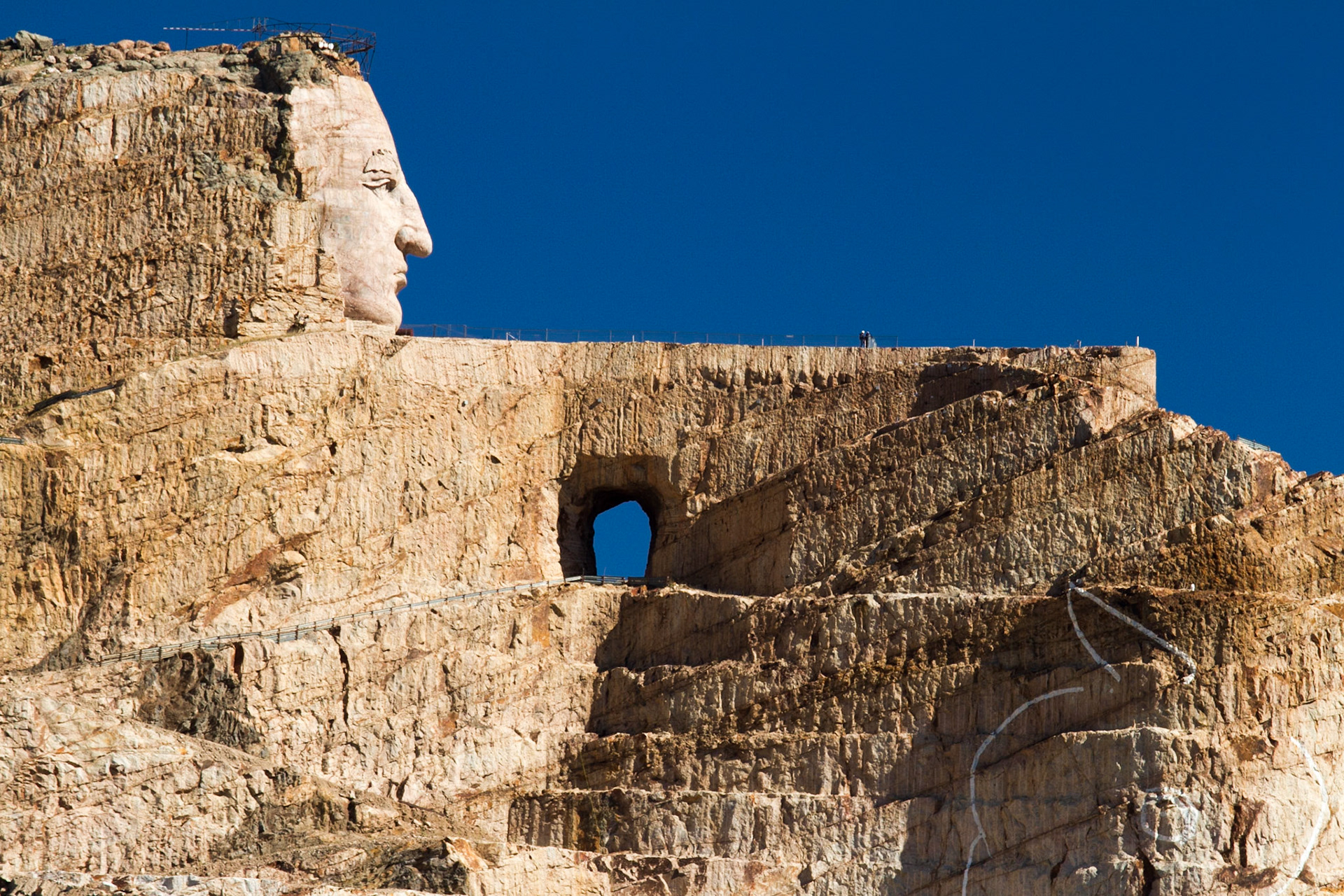 The Crazy Horse Memorial is a mountain monument complex that is under construction on privately held land in the Black Hills, in Custer County, South Dakota.