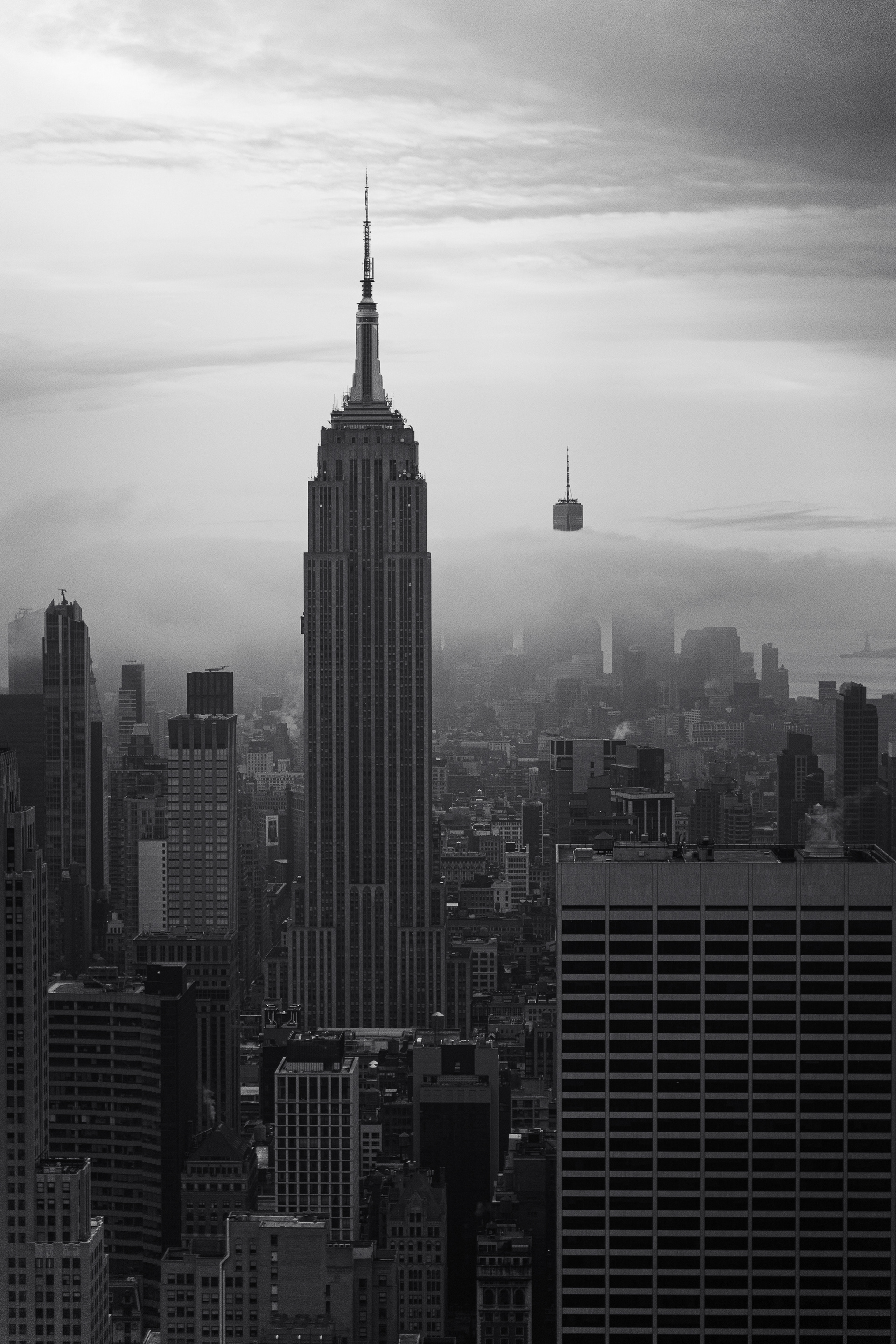 Fog shrouding the One World Trade Center, New York
