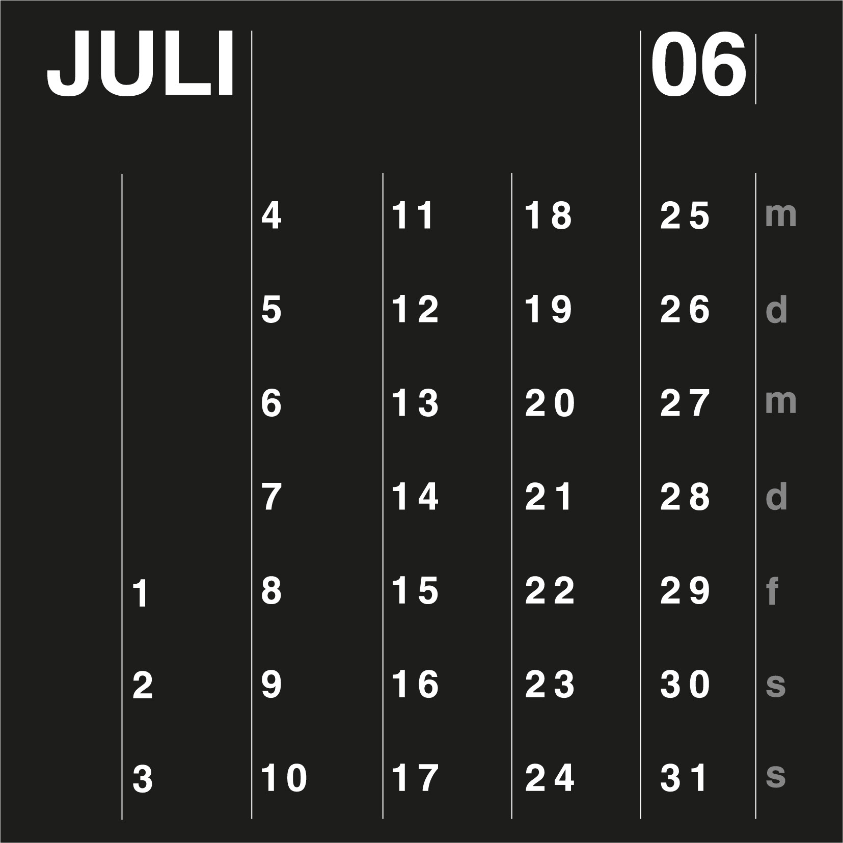 Kalender Juli