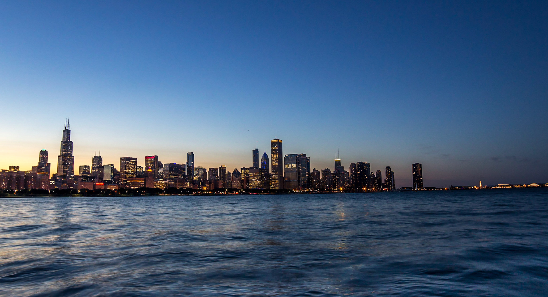 Chicago, IL evening skyline