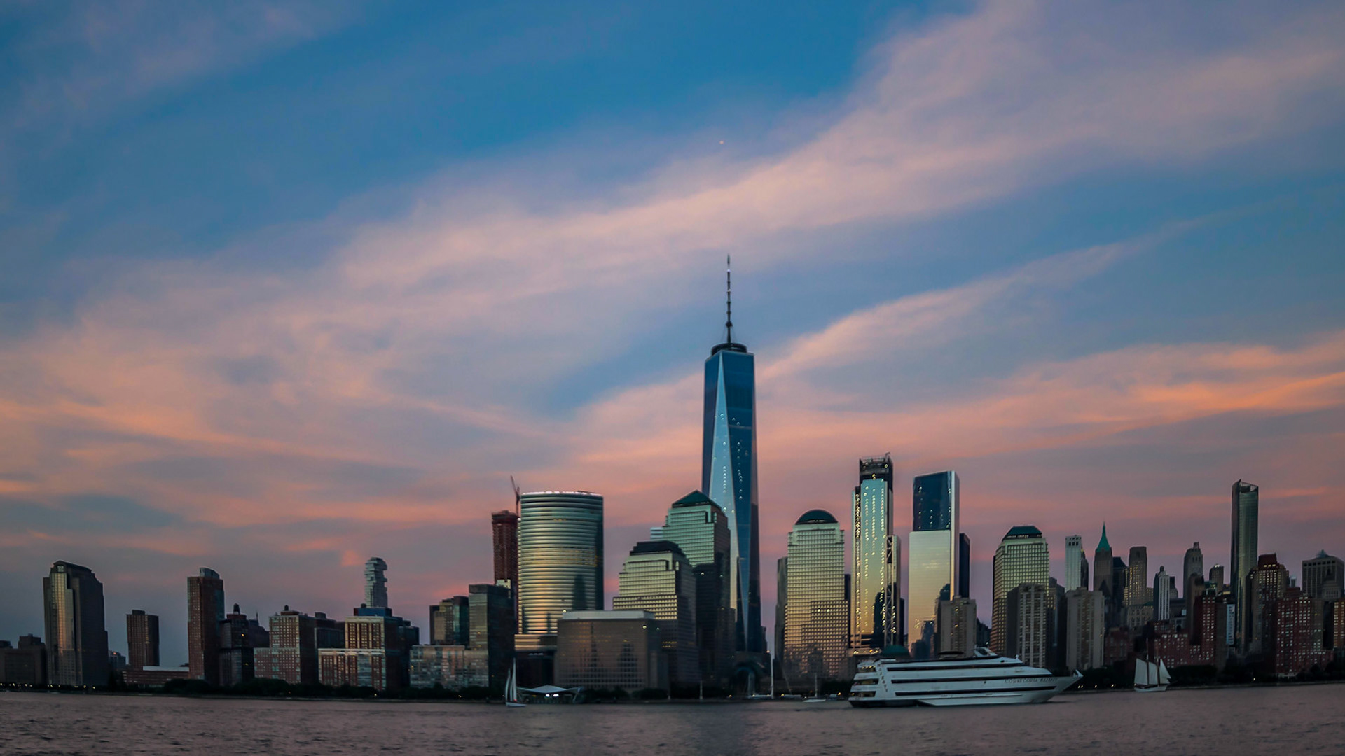 NYC Skyline from sunset cruise.