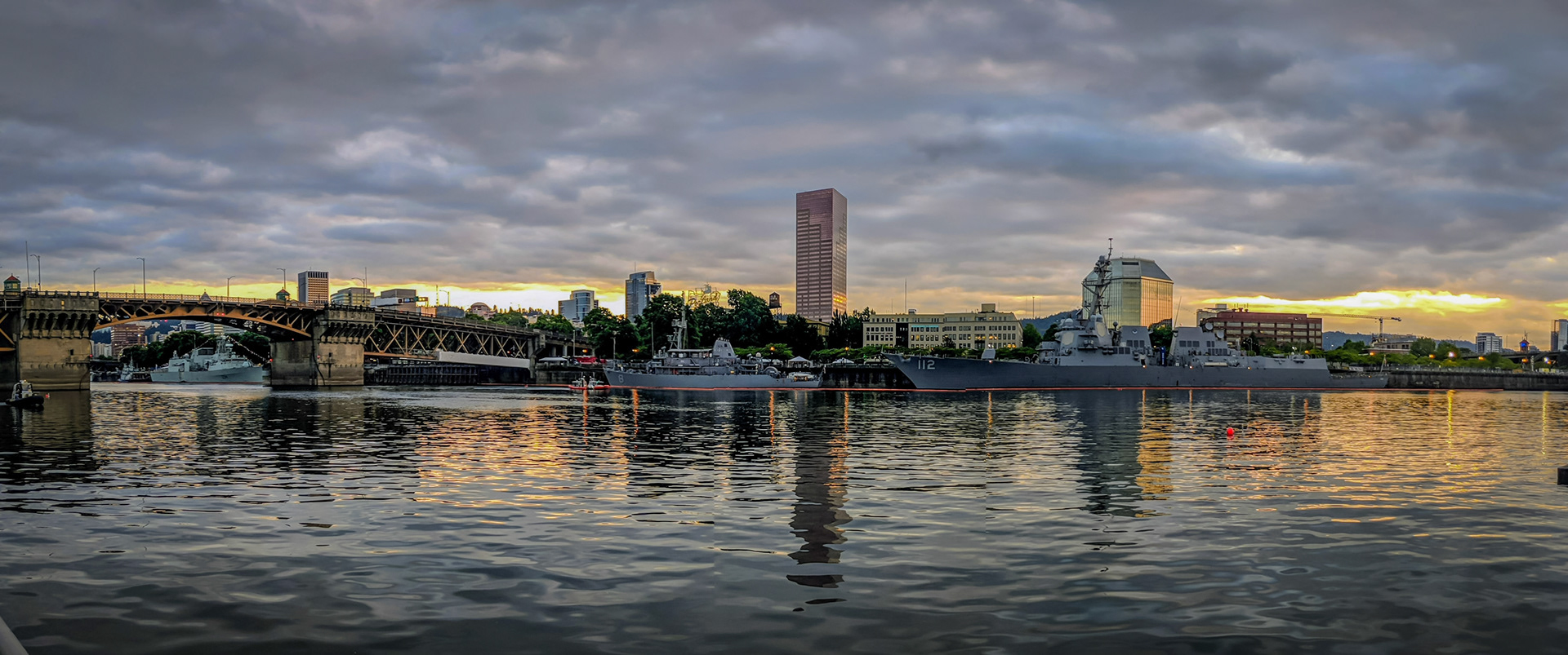 Portland, OR. Skyline from harbor.