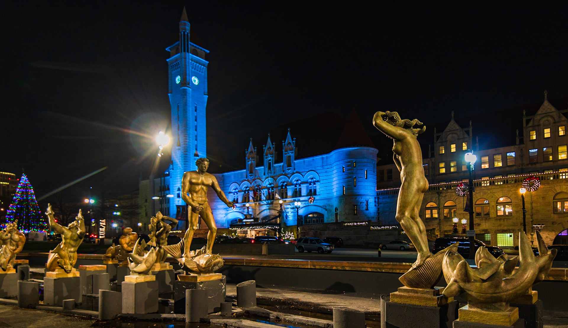 Fountains across from STL Union Station