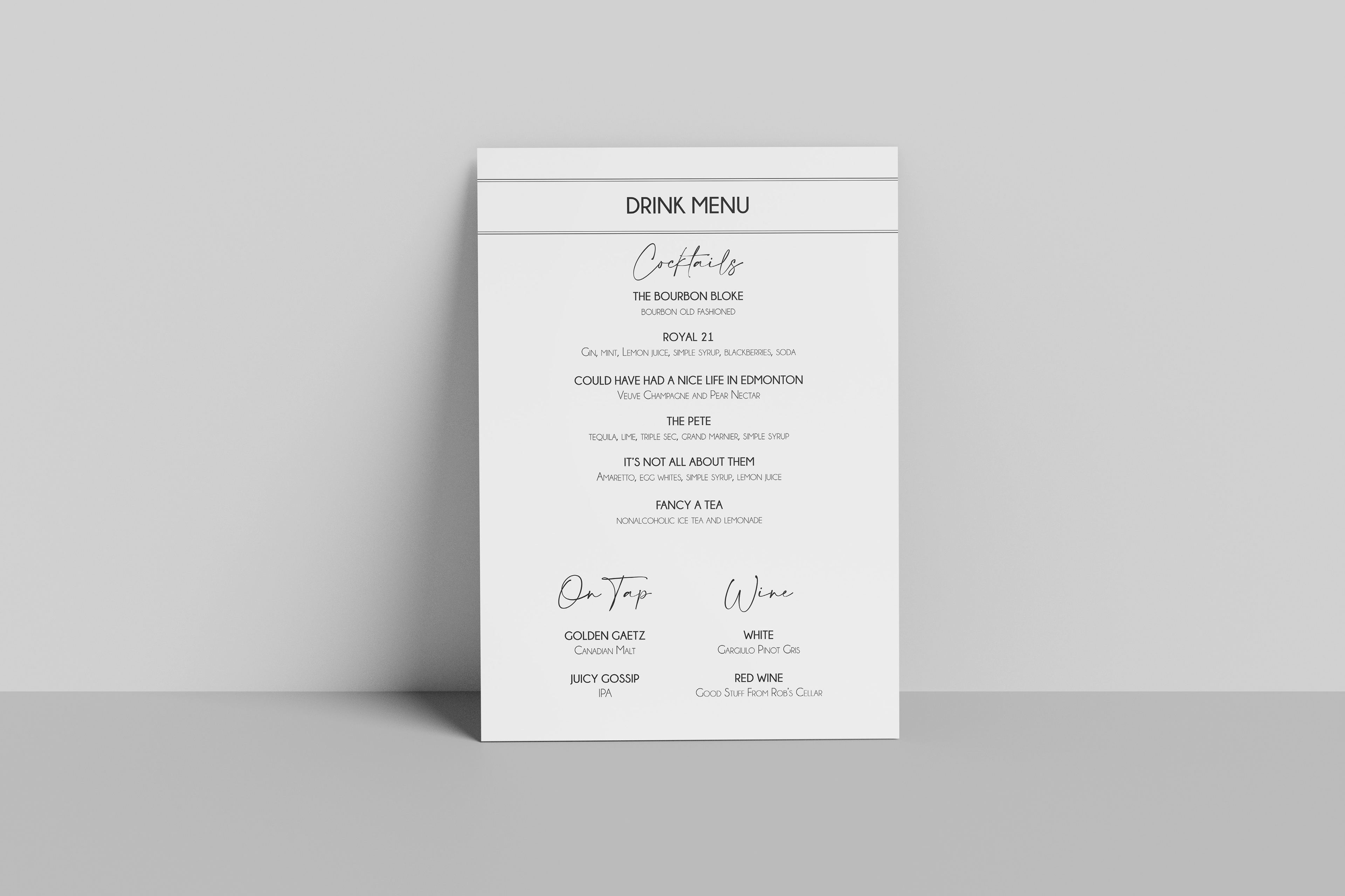 Event Drink Menu | Poster