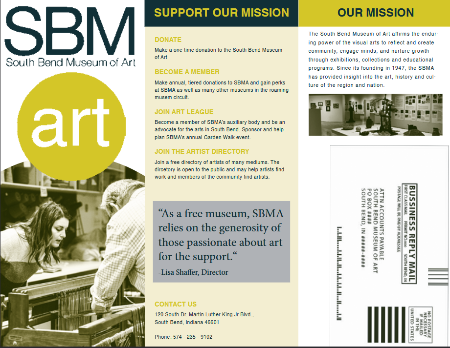 South Bend Museum of Art trifold brochure (2026)