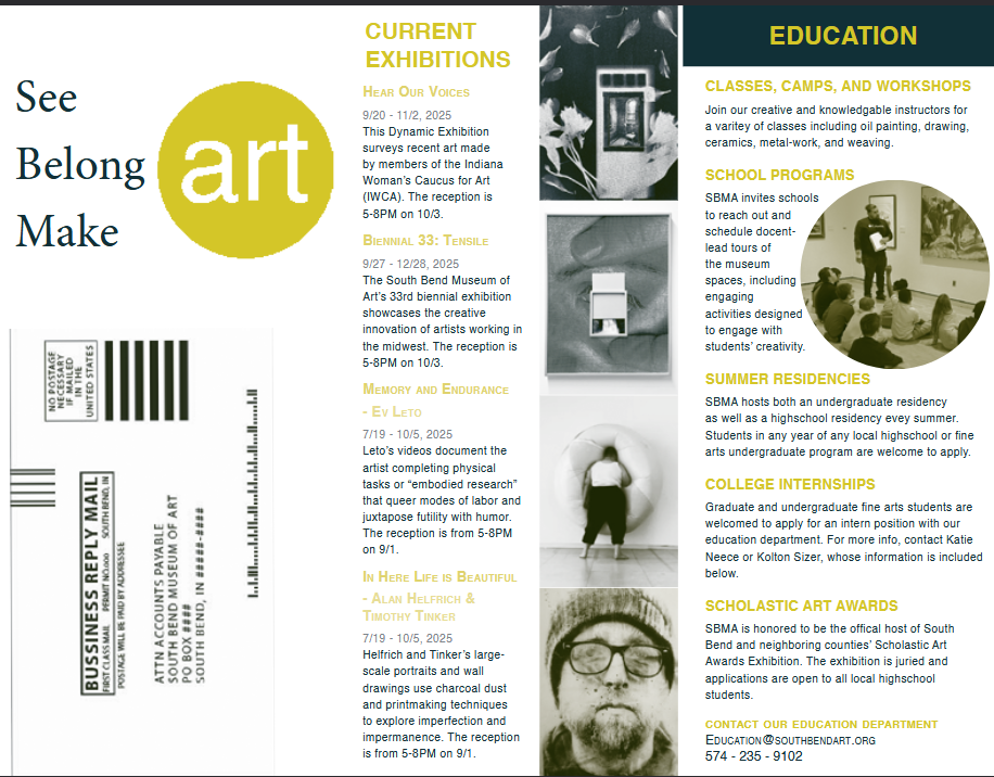 South Bend Museum of Art trifold brochure (2026)