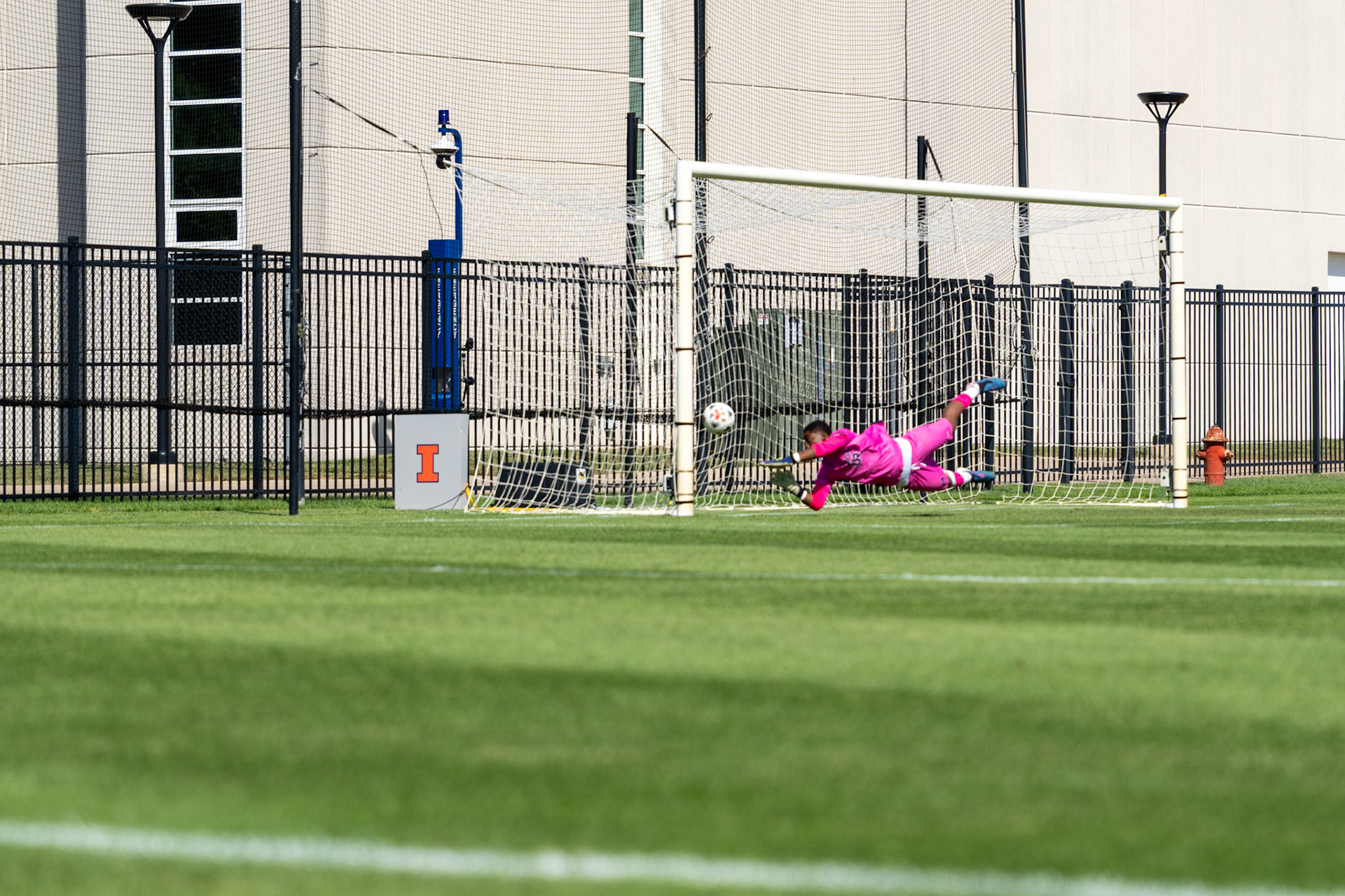 Michigan goalkeeper Malia Zillman makes a save at Demirjian Park on Sunday. Zillman made three saves in the Wolverines' 2-0 victory over Illinois.