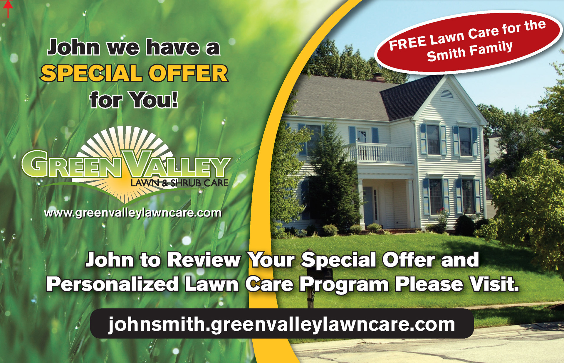 Green Valley, Direct Mail Postcard (Front)