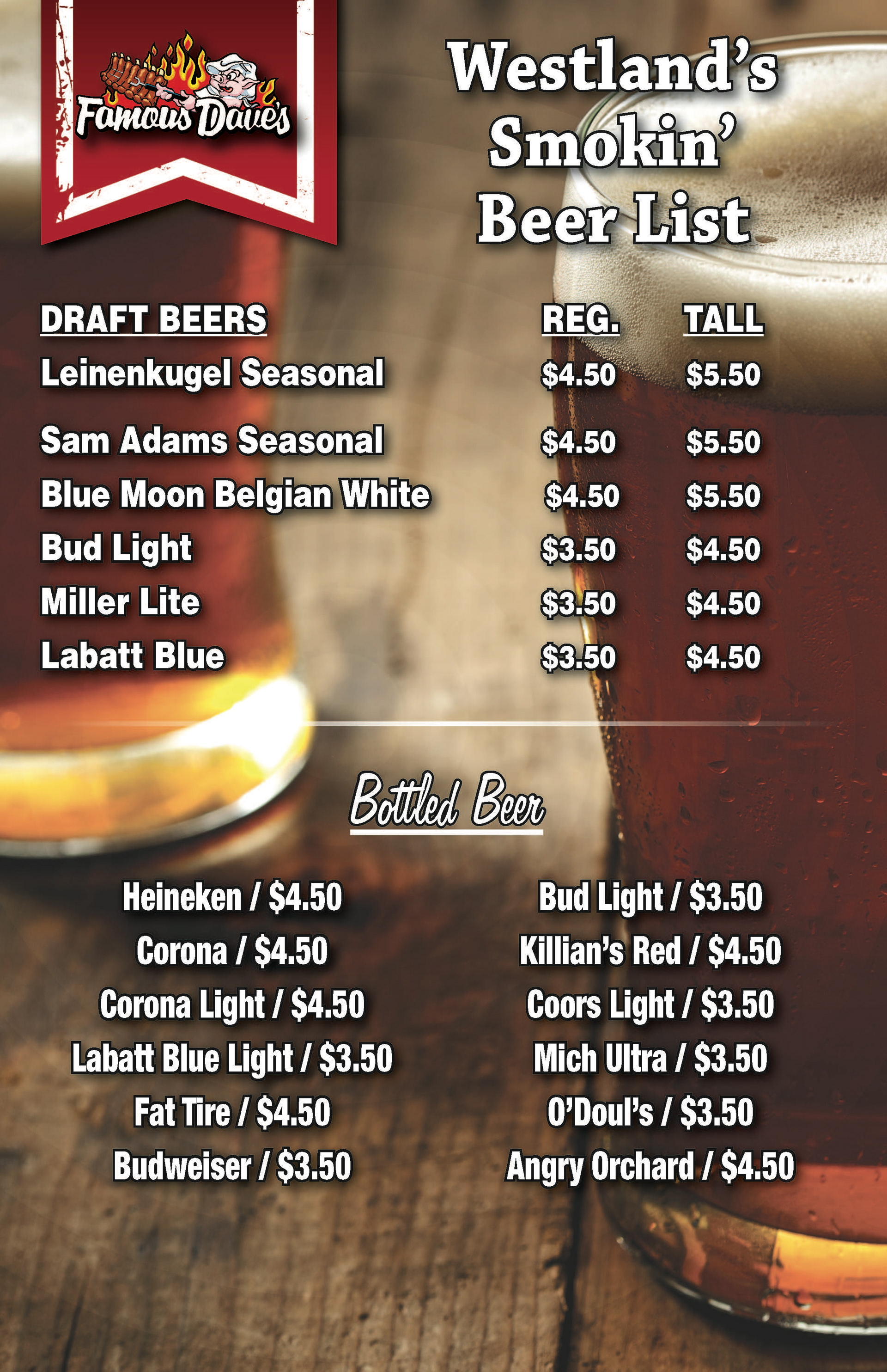 Famous Daves (Beer Menu Cards)