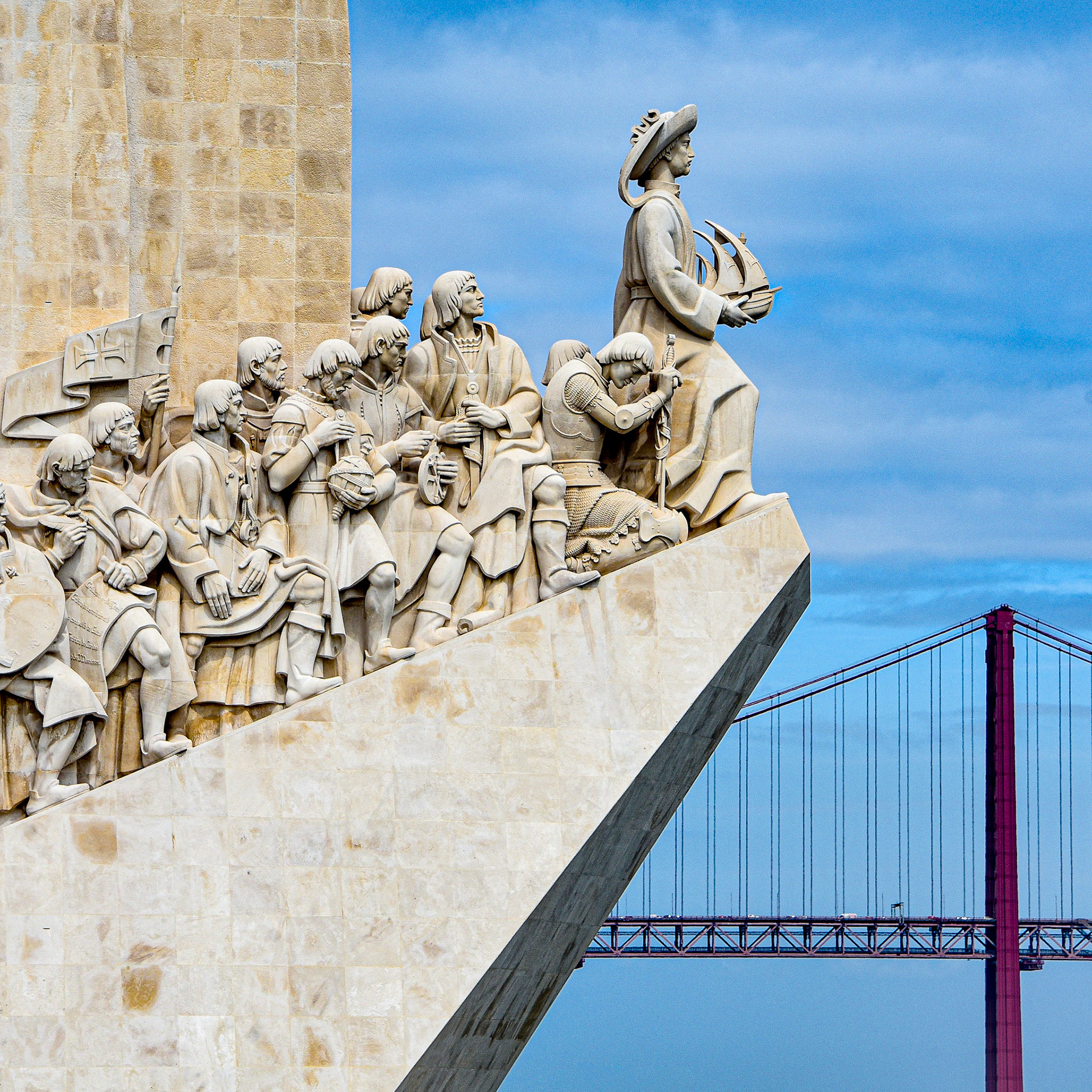 Lisbon, Portugal - July 26, 2019: Padrao dos Descobrimentos (Monument to the Discoveries), overlooks the Tagus river in Belem