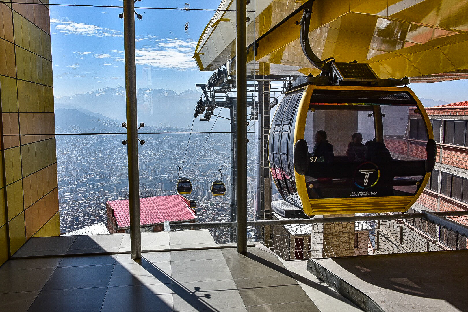 Mi Teleferico, the public transport cable car system, in El Alto, La Paz, Bolivia