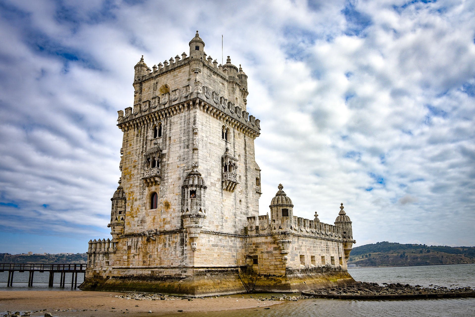 Lisbon, Portugal - July 26, 2019: Belem Tower, a medievel fortress overlooking the Tagus river estuary